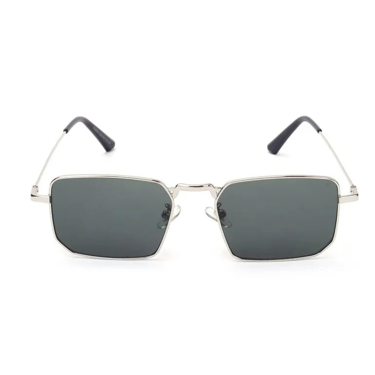 Feryn | Silver Medium Full Rim Rectangle Sunglasses for Men & Women [UV-protected]