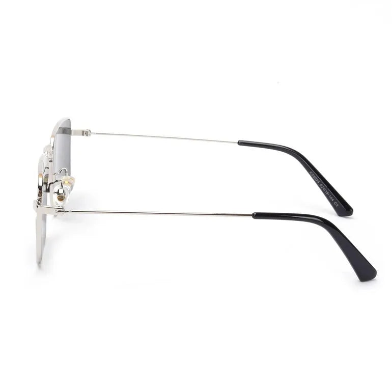 Feryn | Silver Medium Full Rim Rectangle Sunglasses for Men & Women [UV-protected]