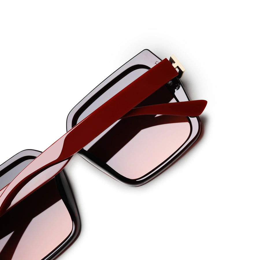 Valoria | Wine Red Large Full Rim Square Sunglasses for Women [UV-protected]