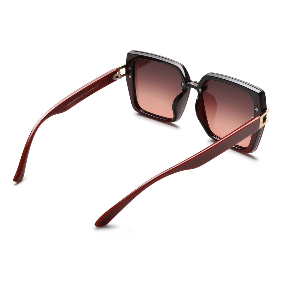 Valoria | Wine Red Large Full Rim Square Sunglasses for Women [UV-protected]
