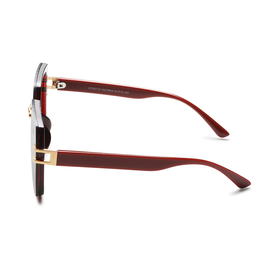 Valoria | Wine Red Large Full Rim Square Sunglasses for Women [UV-protected]