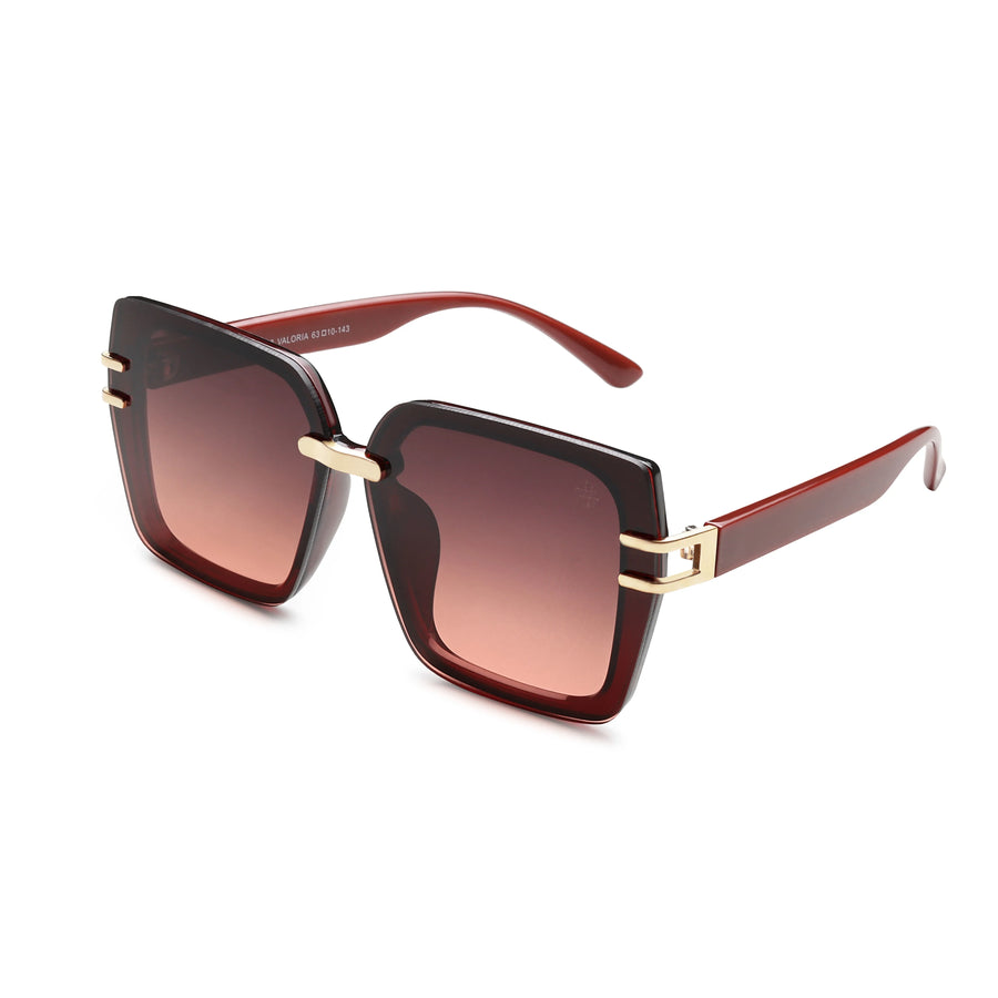 Valoria | Wine Red Large Full Rim Square Sunglasses for Women [UV-protected]