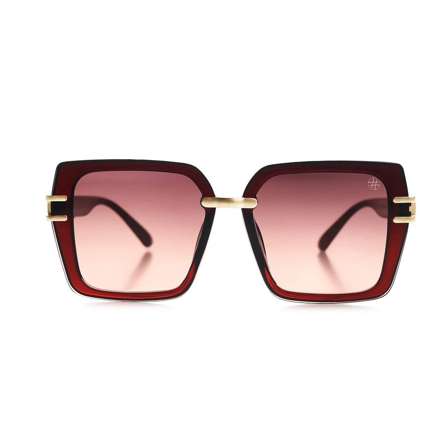 Valoria | Wine Red Large Full Rim Square Sunglasses for Women [UV-protected]