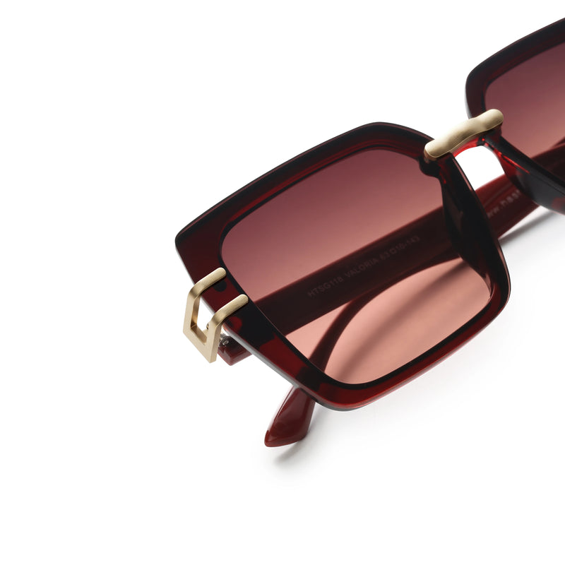 Valoria | Wine Red Large Full Rim Square Sunglasses for Women [UV-protected]