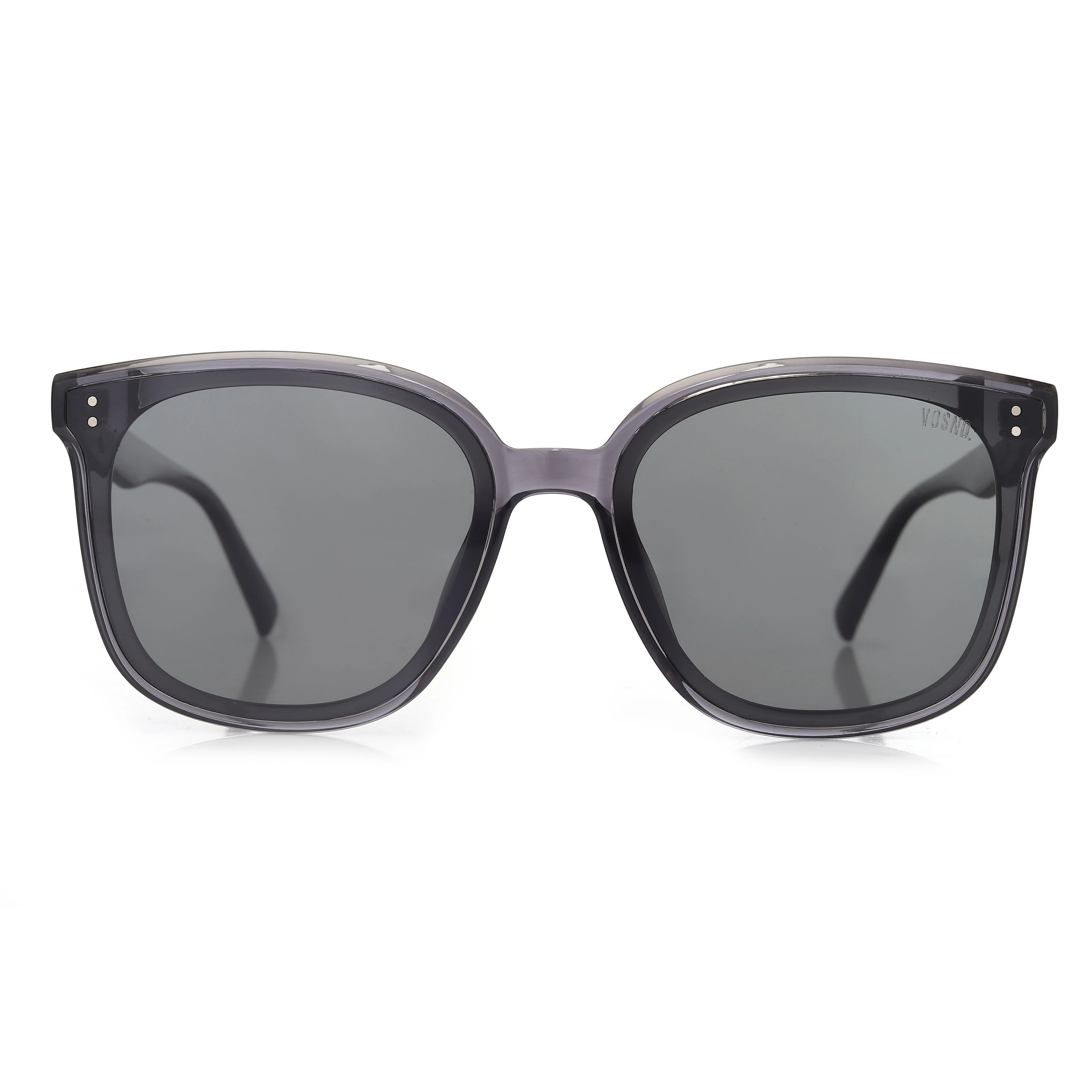 Teyron | Transparent Grey Extra-Large Full Rim Square Sunglasses for Men & Women [Polarized] HASHTAG X VOSNO