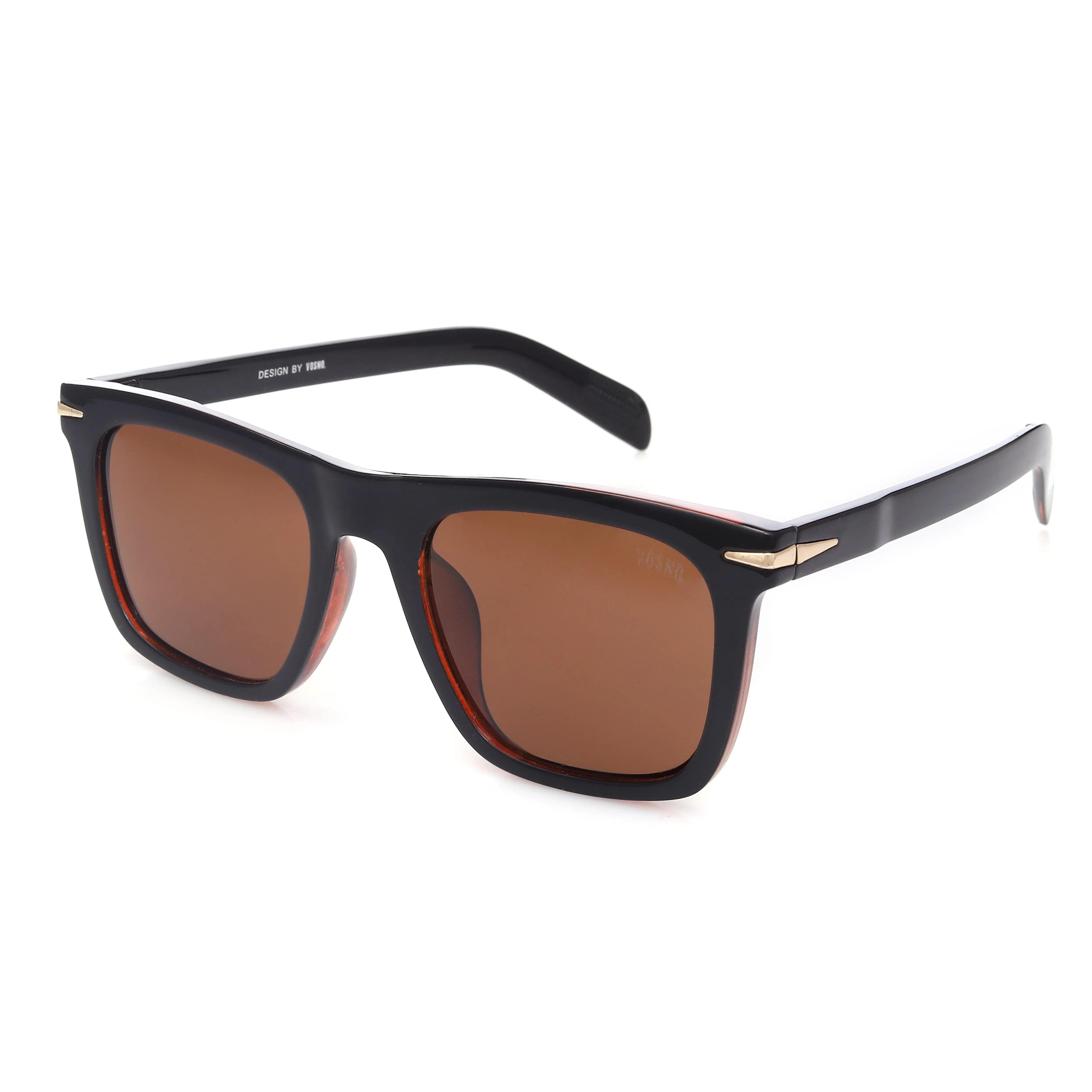 Xyra | Black/Brown Medium Full Rim Wayfarer Sunglasses for Men & Women [Polarized] HASHTAG X VOSNO