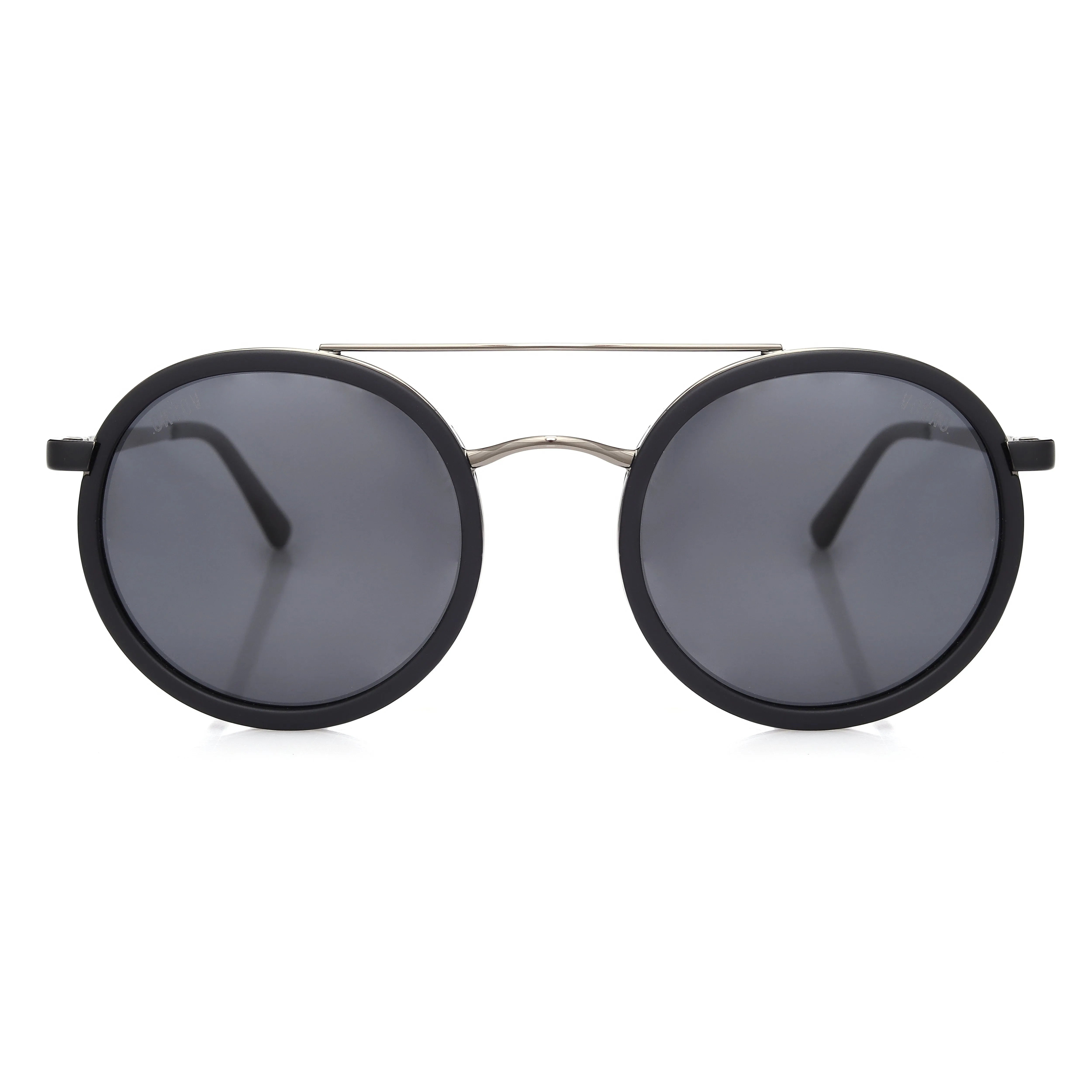 Zeyra | Mate Black & Silver Medium Full Rim Round Sunglasses for Men & Women [Polarized] HASHTAG X VOSNO