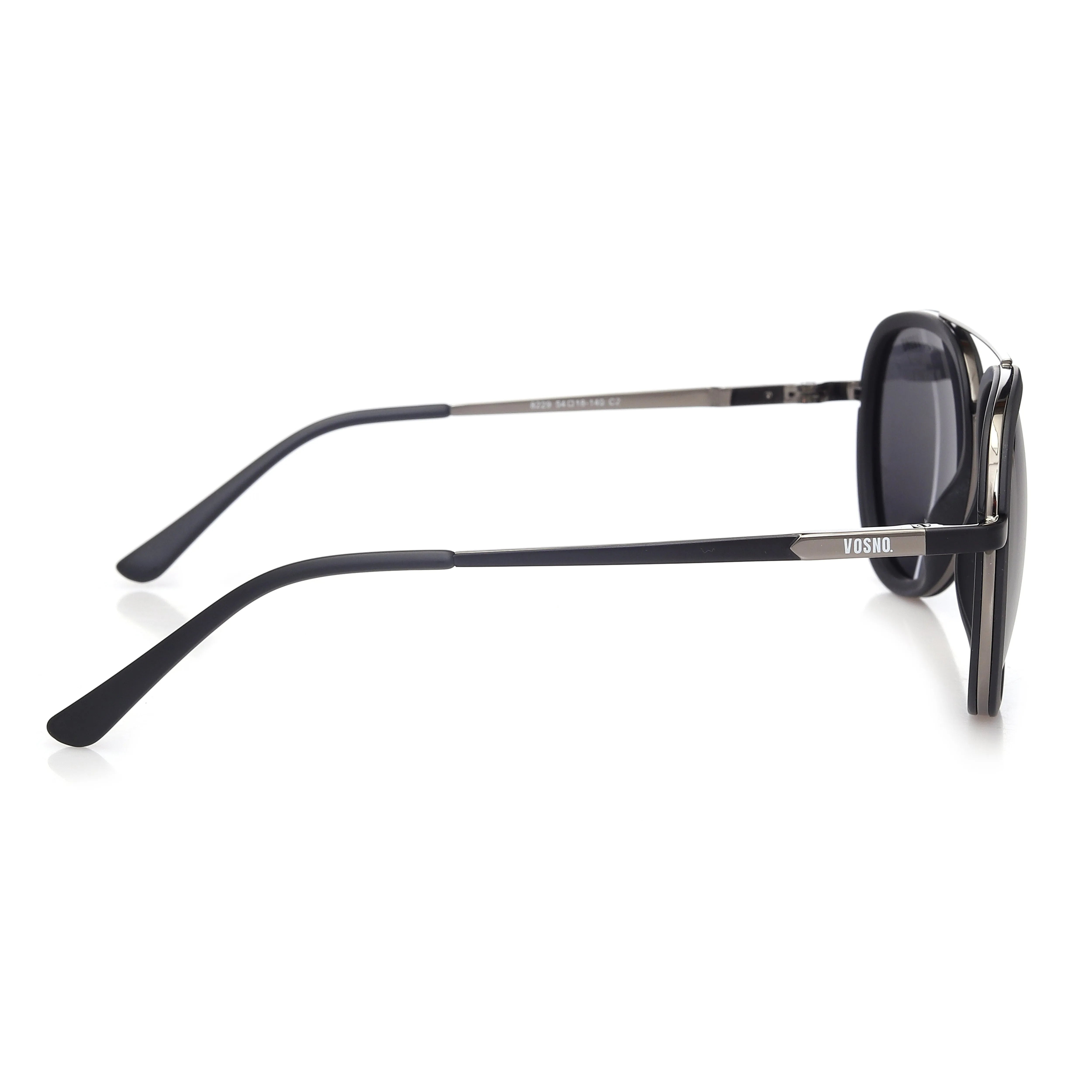 Zorin | Mate Black & Silver Large Full Rim Aviator Sunglasses for Men & Women [Polarized] HASHTAG X VOSNO