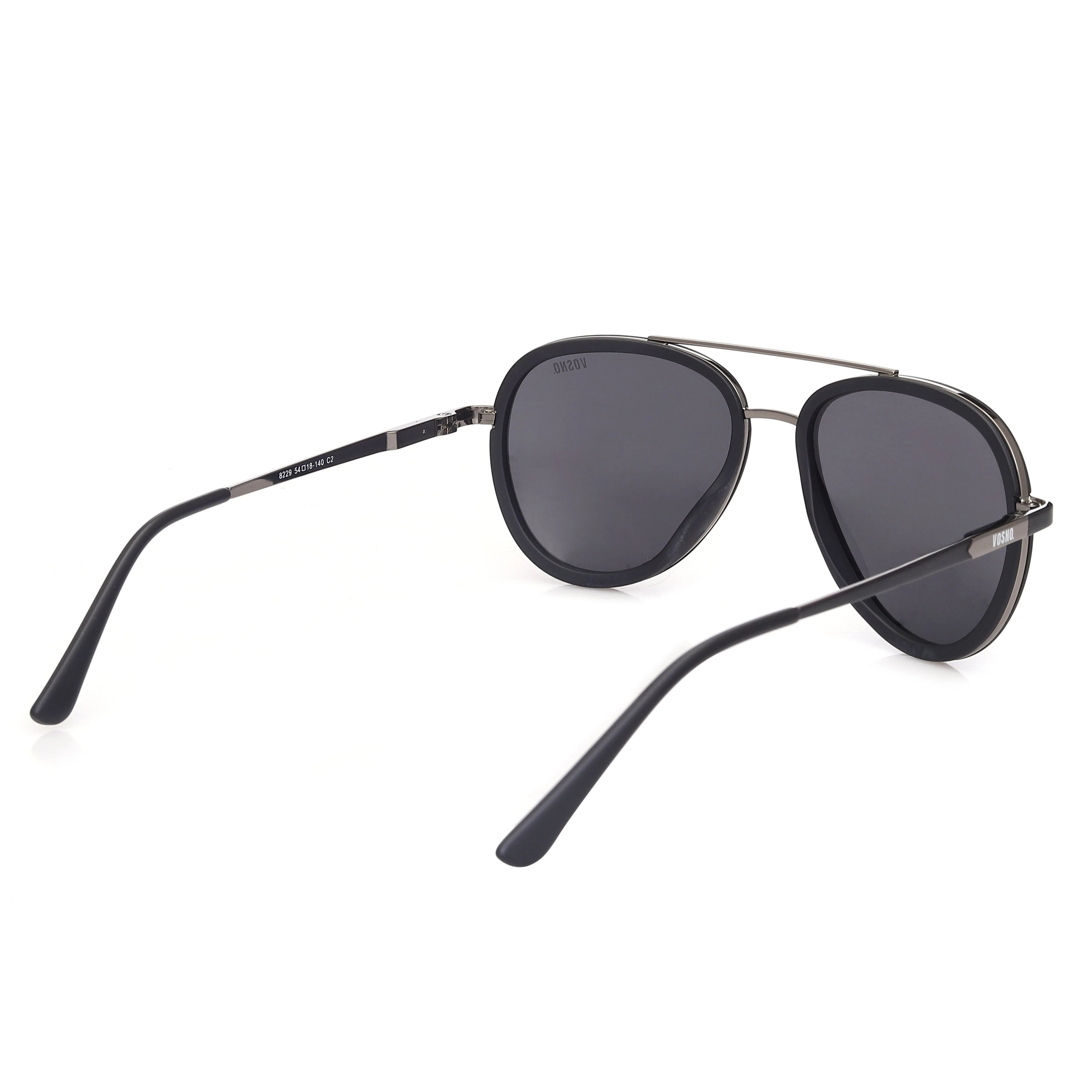 Zorin | Mate Black & Silver Large Full Rim Aviator Sunglasses for Men & Women [Polarized] HASHTAG X VOSNO