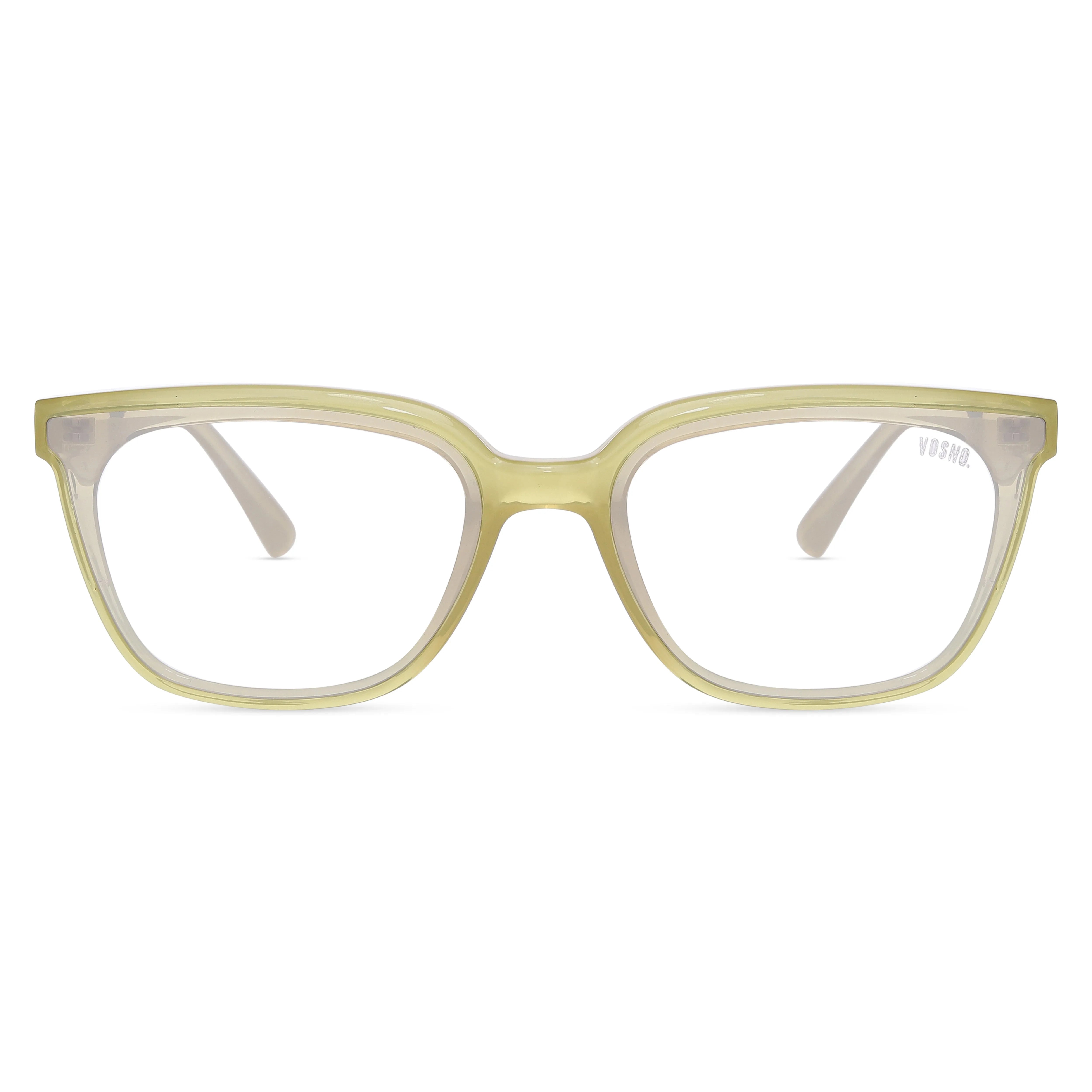 Teyra | Transparent Light Green Medium Full Rim Square Sunglasses for Men & Women [UV-protected] HASHTAG X VOSNO