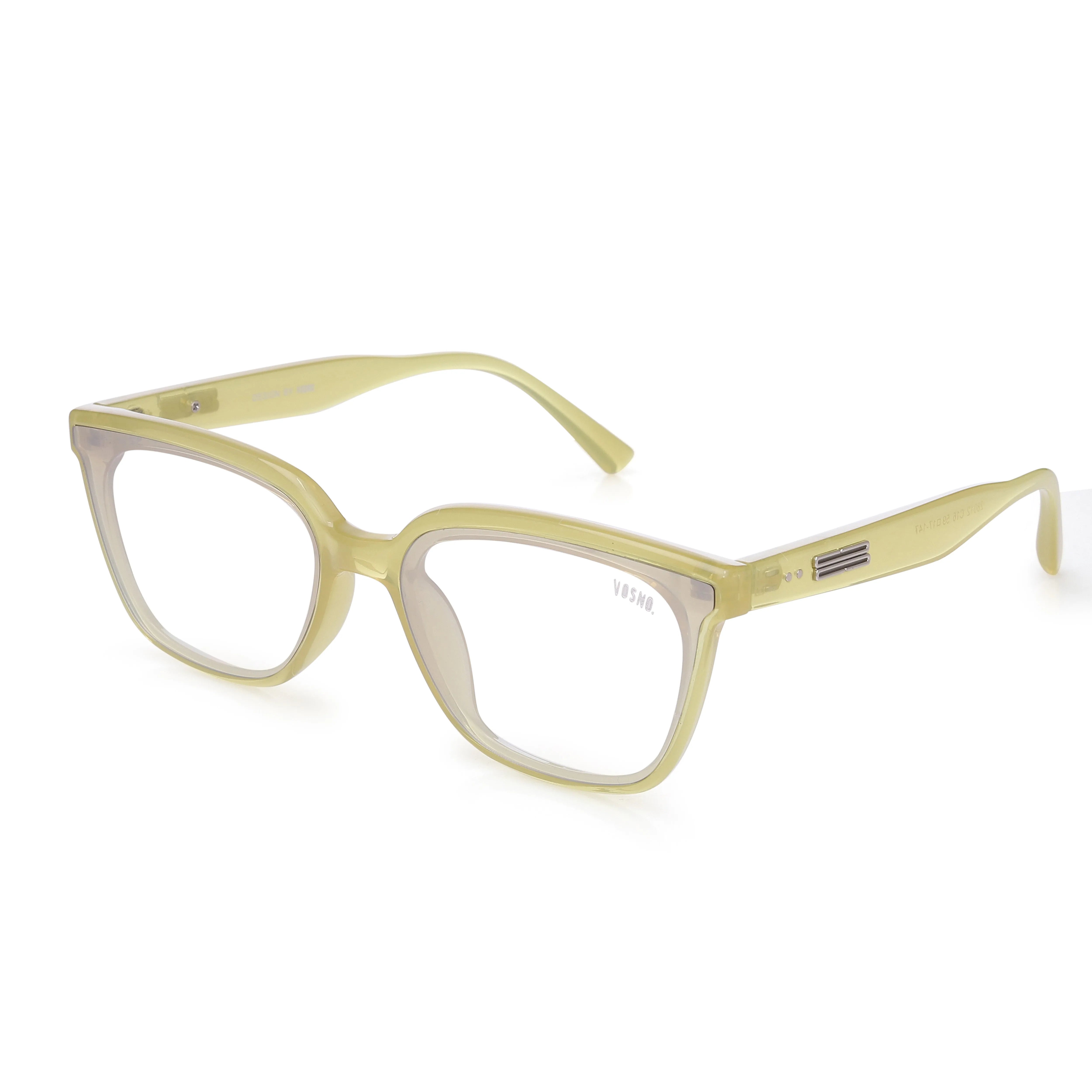 Teyra | Transparent Light Green Medium Full Rim Square Sunglasses for Men & Women [UV-protected] HASHTAG X VOSNO