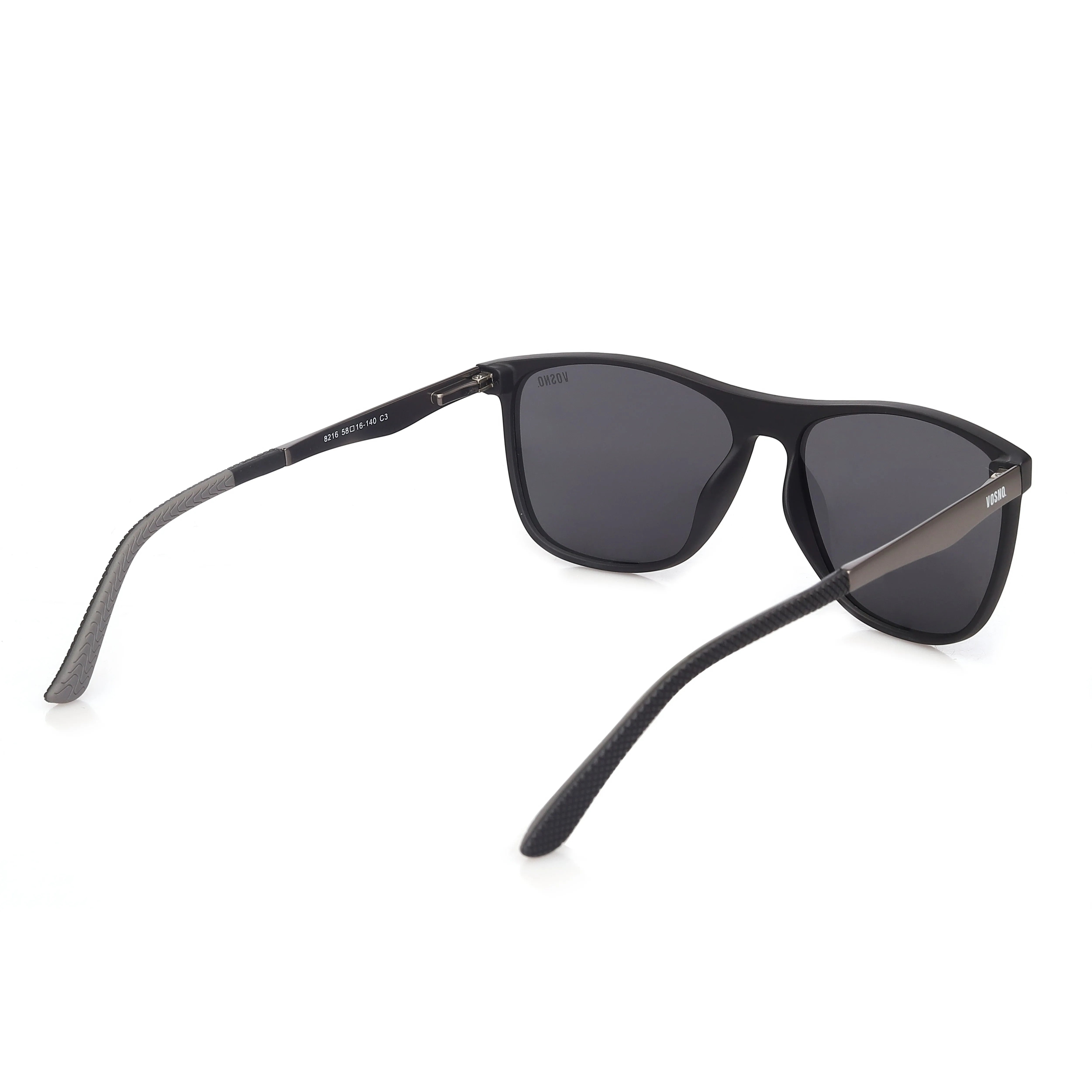 Zelora | Mate Grey & Black Large Full Rim Wayfarer Sunglasses for Men & Women [Polarized] HASHTAG X VOSNO