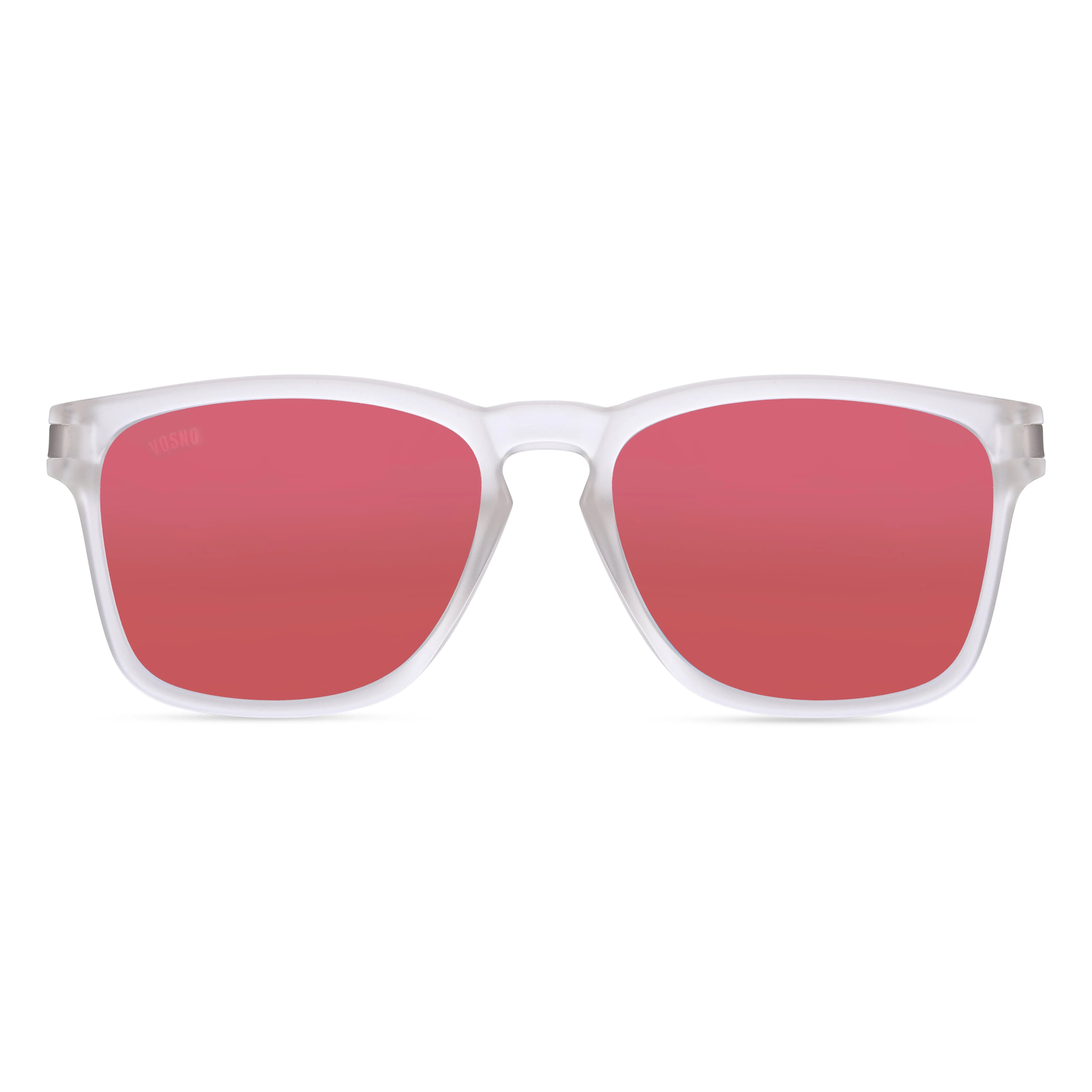 Yvara | Transparent Red Large Full Rim Wayfarer Sunglasses for Men & Women [Polarized] HASHTAG X VOSNO