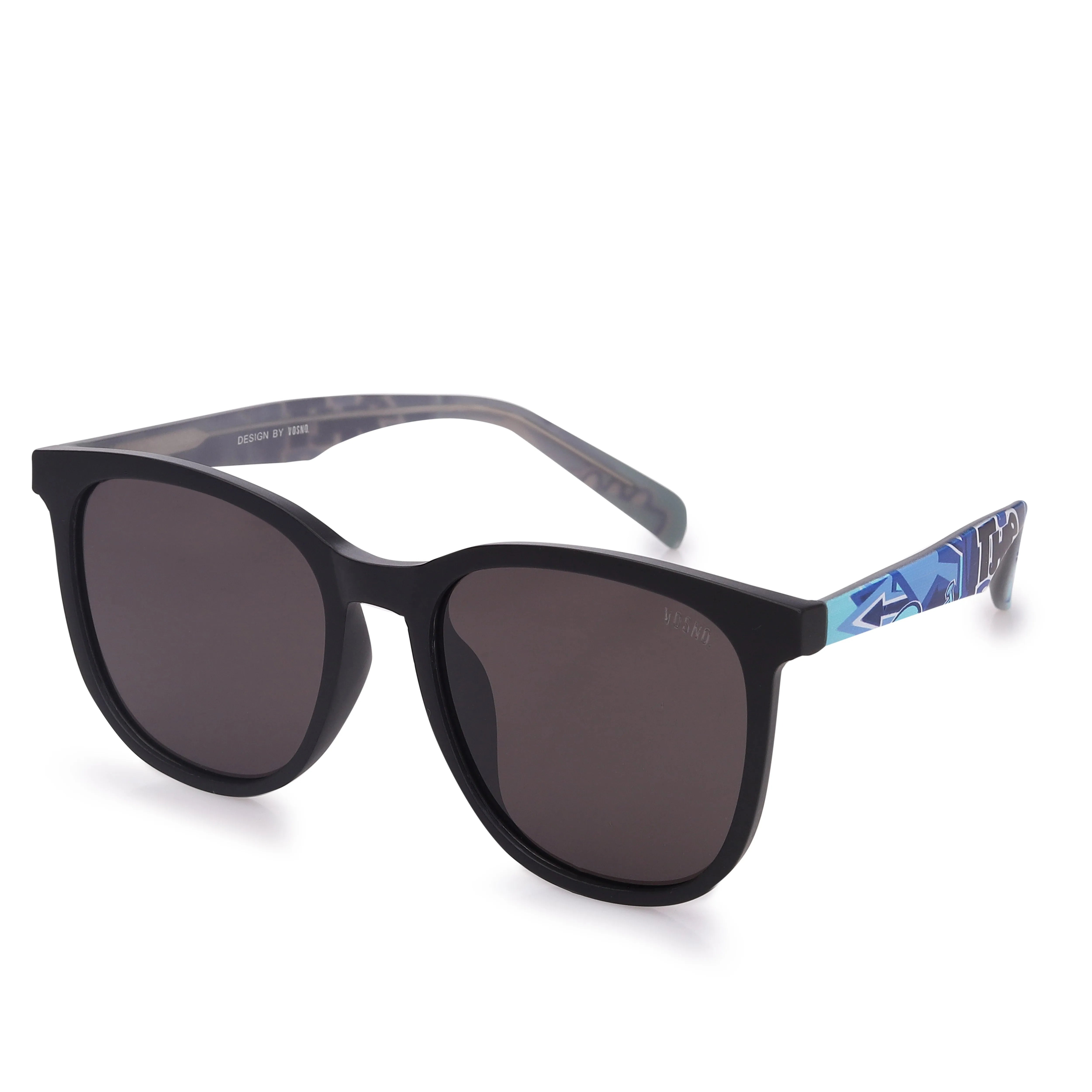 Ylora | Mate Black Medium Full Rim Wayfarer Sunglasses for Men & Women [Polarized] HASHTAG X VOSNO