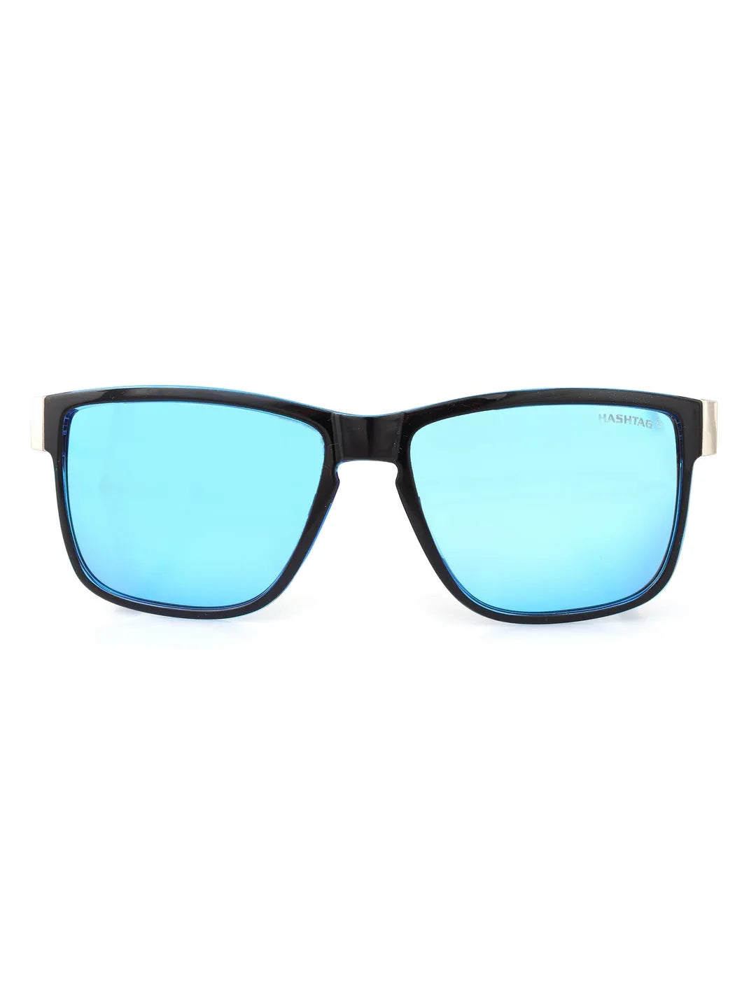 Pyronis | Black & Blue Small Full Rim Square Sunglasses for Men [Polarized]