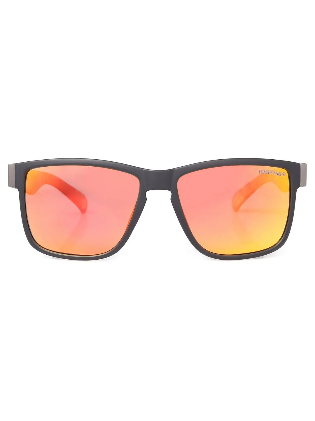 Pyronis | Black & Red Small Full Rim Square Sunglasses for Men [Polarized]