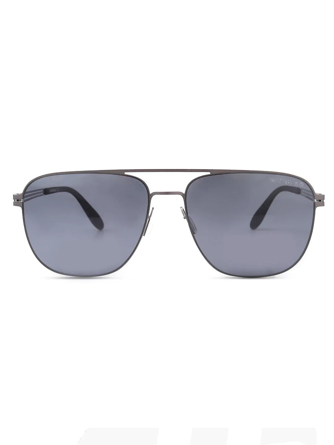 Helion | Grey Small Full Rim Square Sunglasses for Men [Polarized]