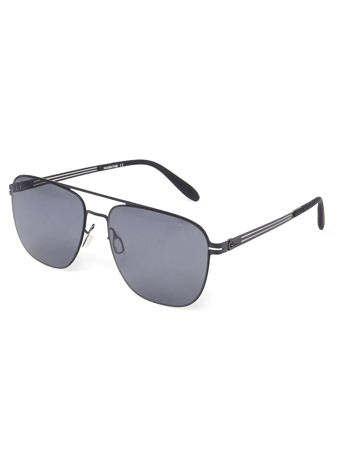 Helion | Black Small Full Rim Square Sunglasses for Men [Polarized]