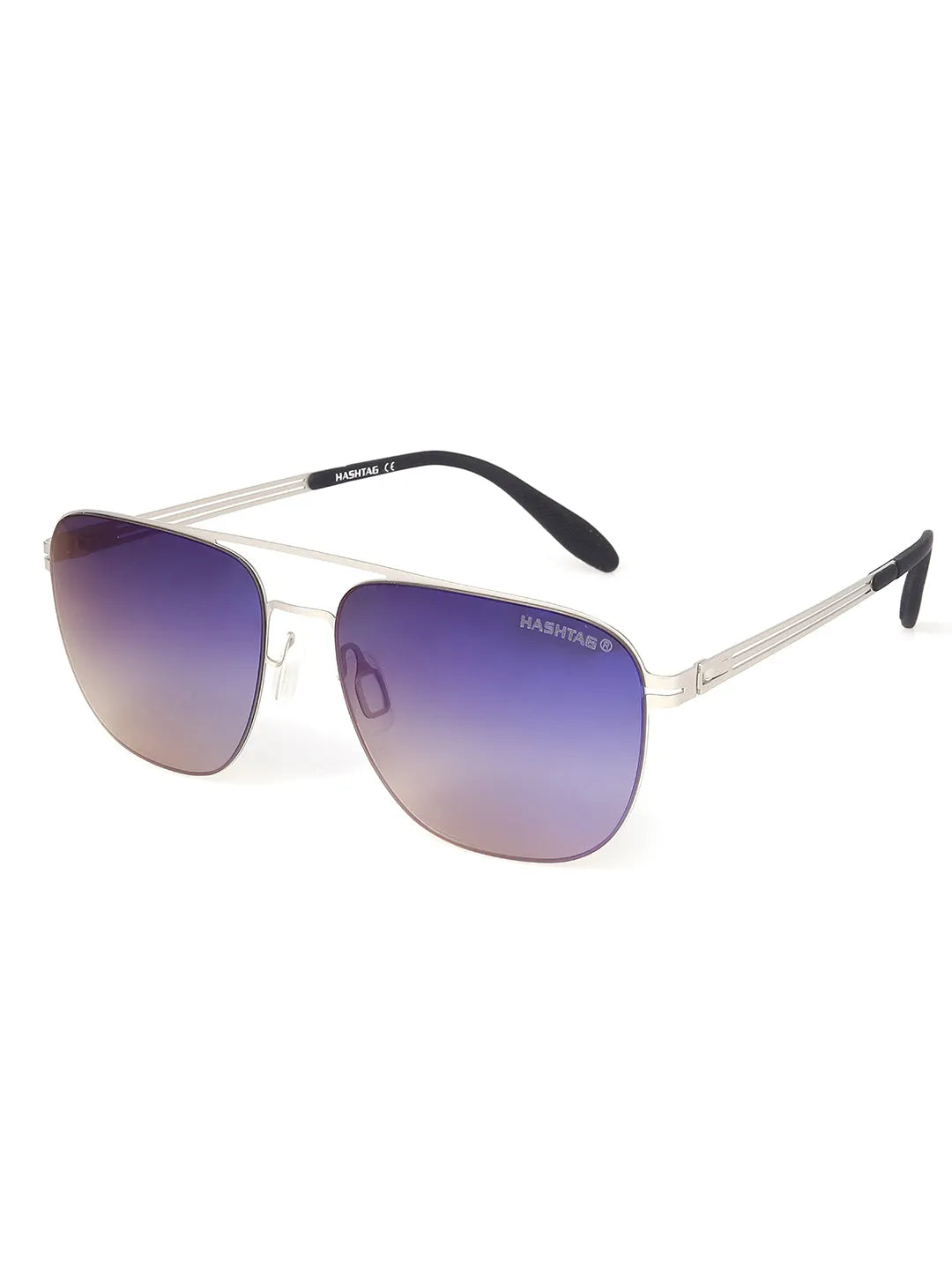 Helion | Silver Small Full Rim Square Sunglasses for Men [Polarized]