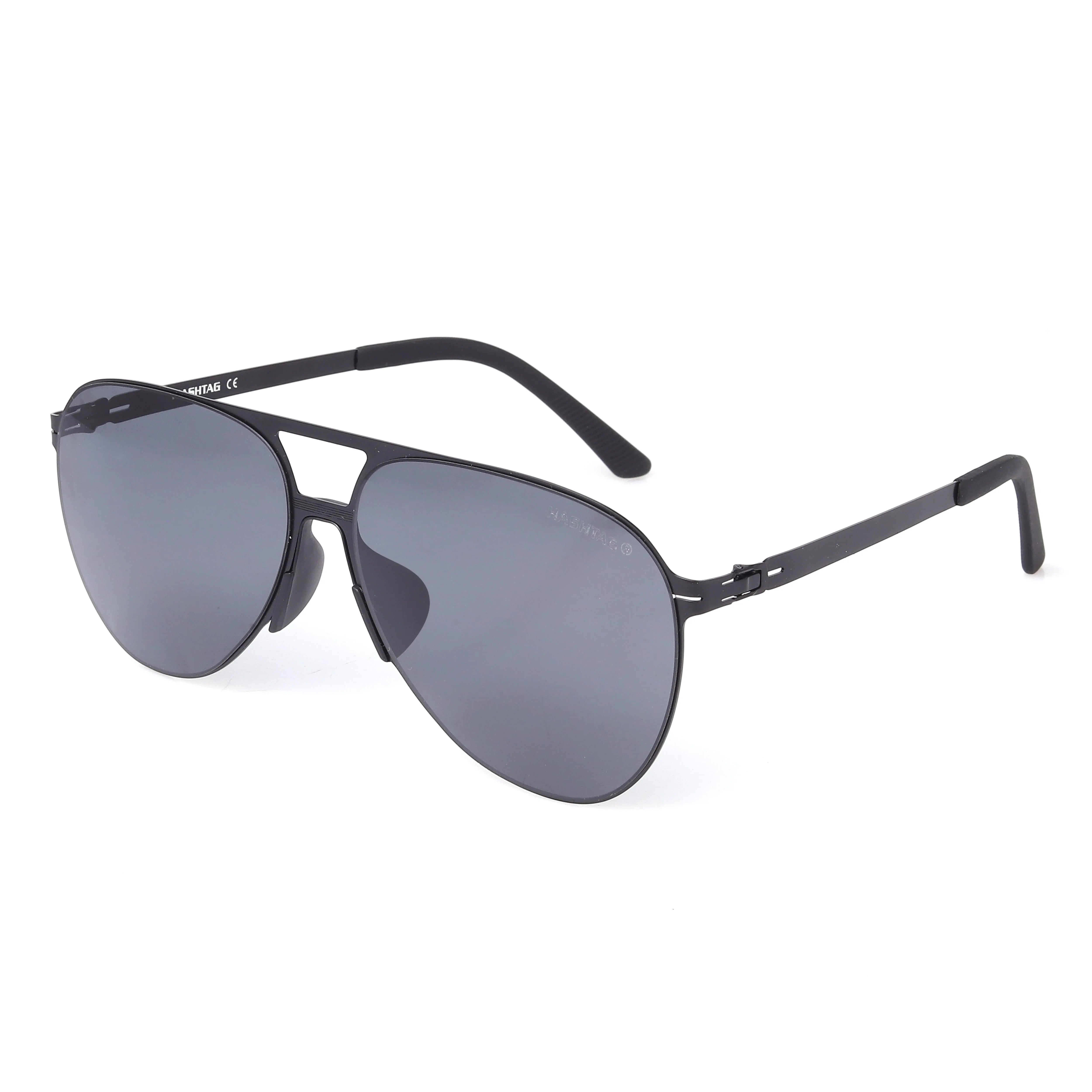 Lumisyn | Black Large Full Rim Aviator Sunglasses for Men [Polarized]