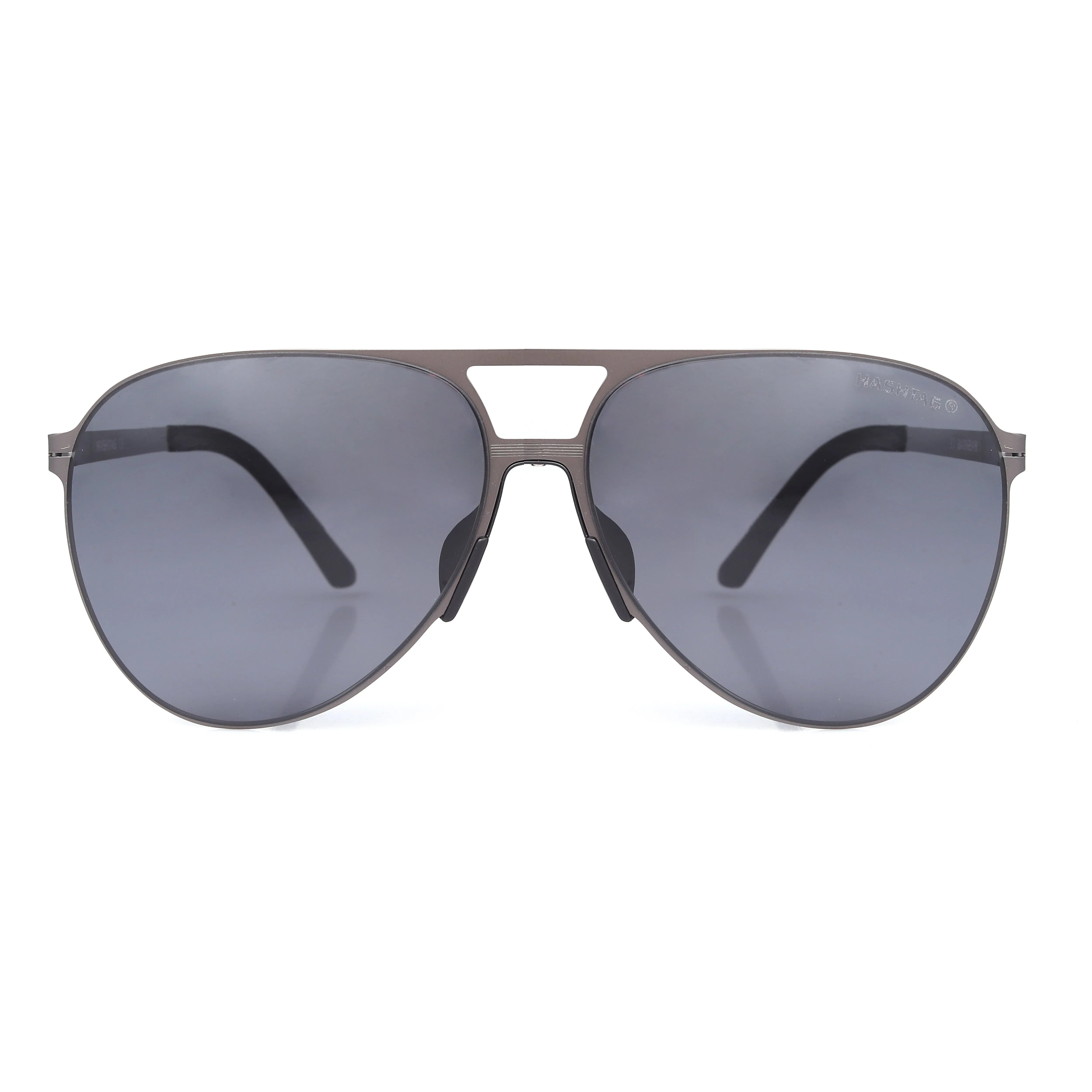 Lumisyn | Grey Large Full Rim Aviator Sunglasses for Men [Polarized]