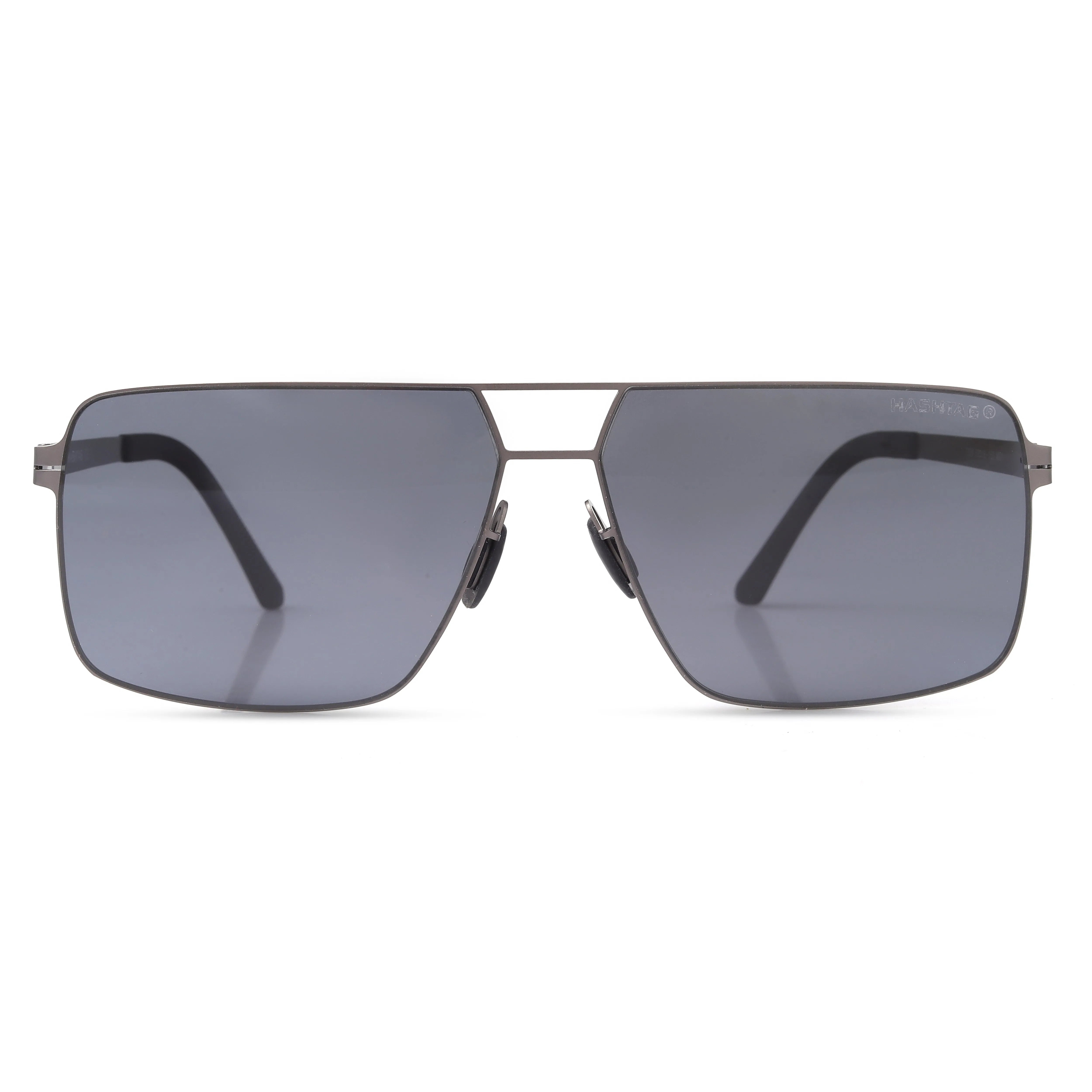 Starion | Grey Medium Full Rim Rectangle Sunglasses for Men [Polarized]