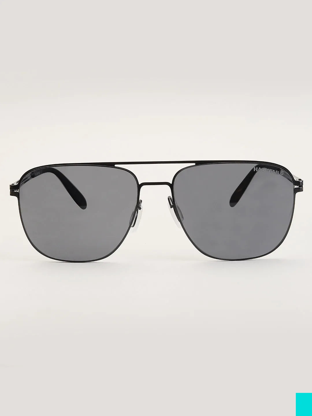 Helion | Black Small Full Rim Square Sunglasses for Men [Polarized]