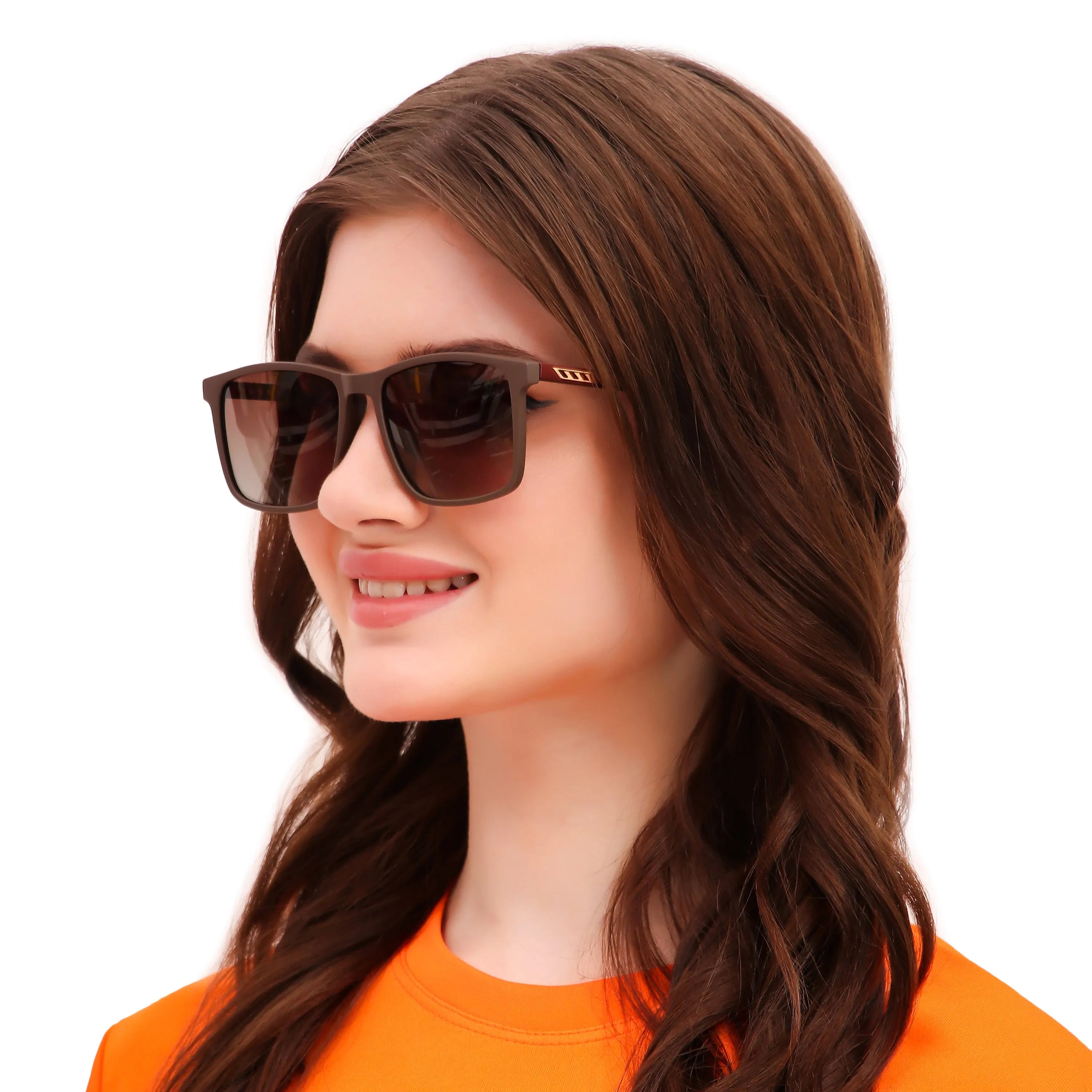 Mythar | Brown Large Full Rim Square Sunglasses for Men & Women [Polarized]