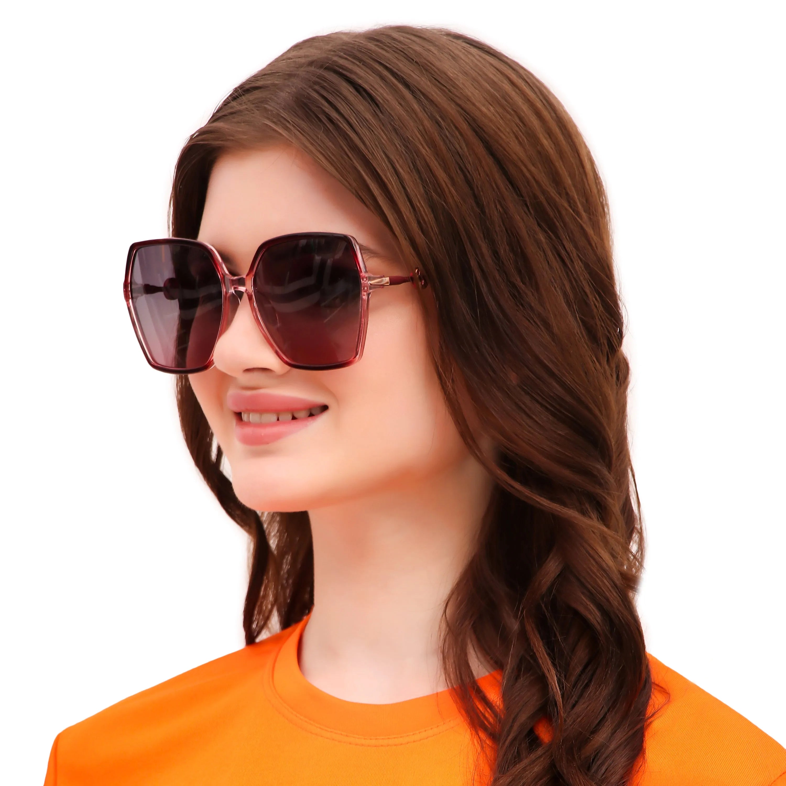 Ulyra | Gradient Red Large Full Rim Square Sunglasses for Women [Polarized]
