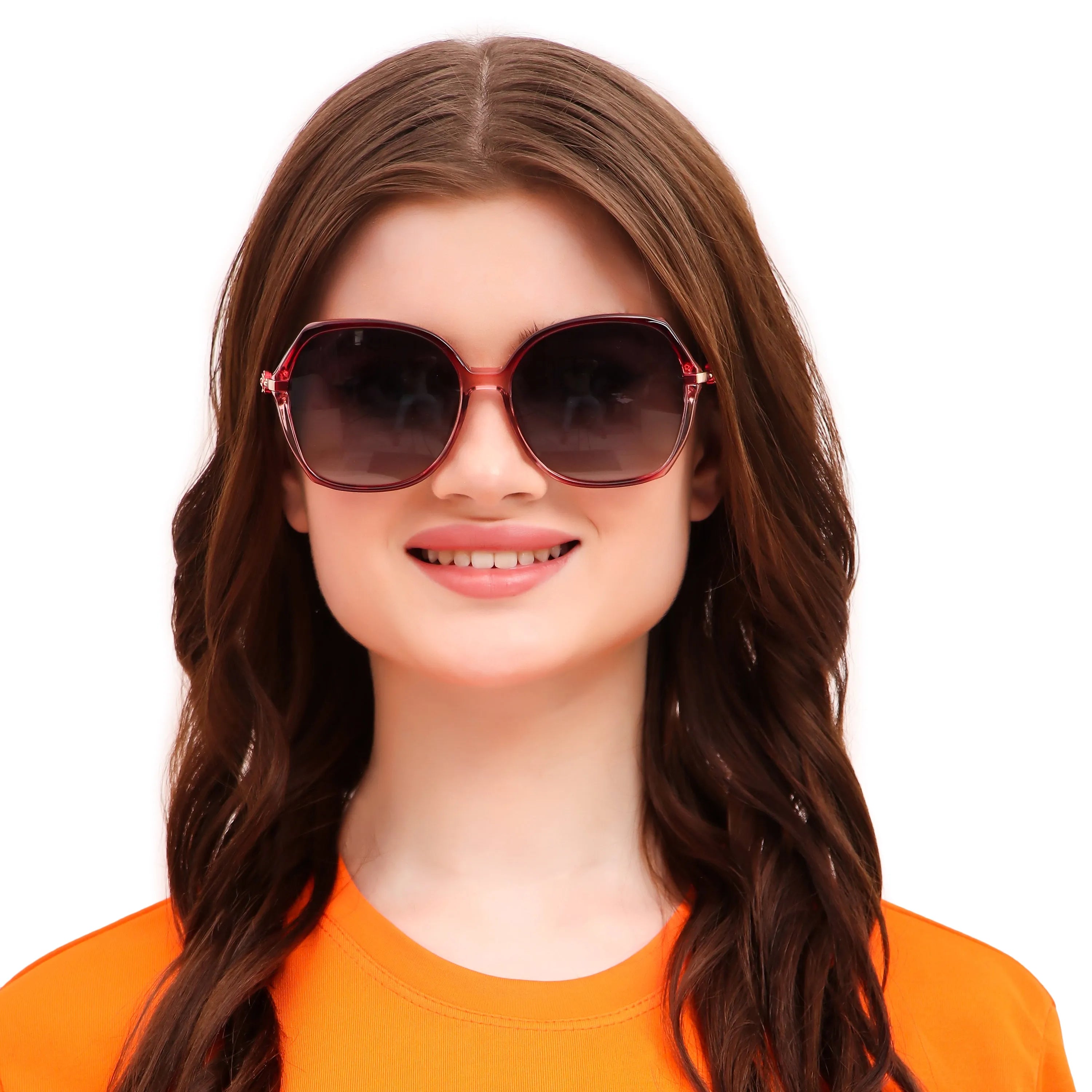 Calyra | Gradient Red Large Full Rim Square Sunglasses for Women [Polarized]