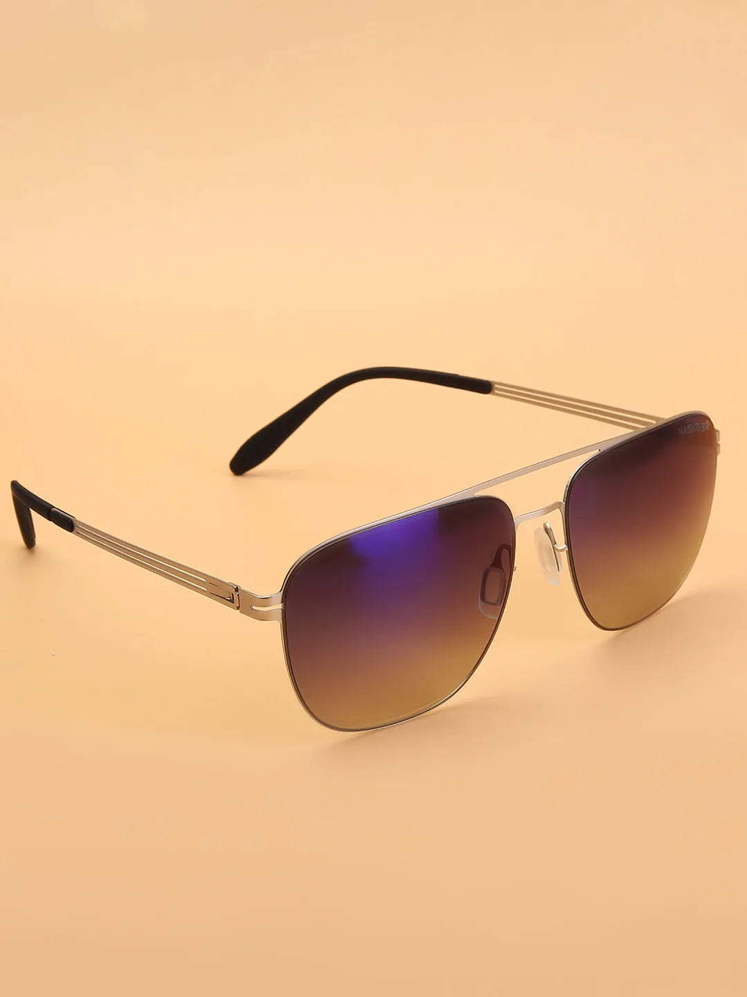 Helion | Silver Small Full Rim Square Sunglasses for Men [Polarized]
