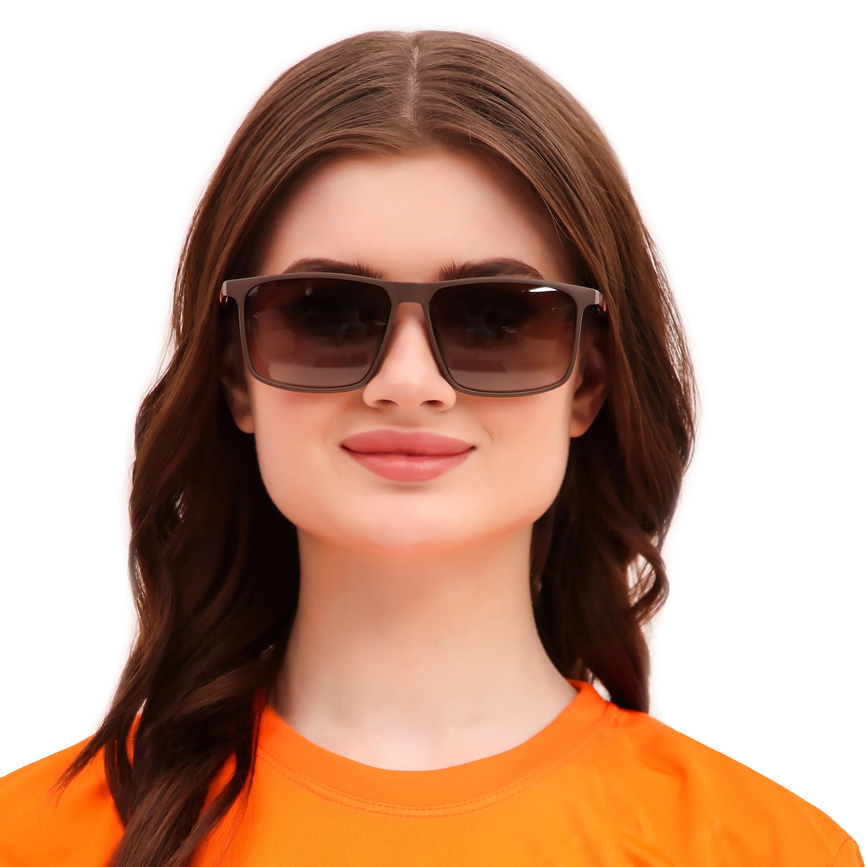 Ionis | Brown Large Full Rim Square Sunglasses for Men & Women [Polarized]