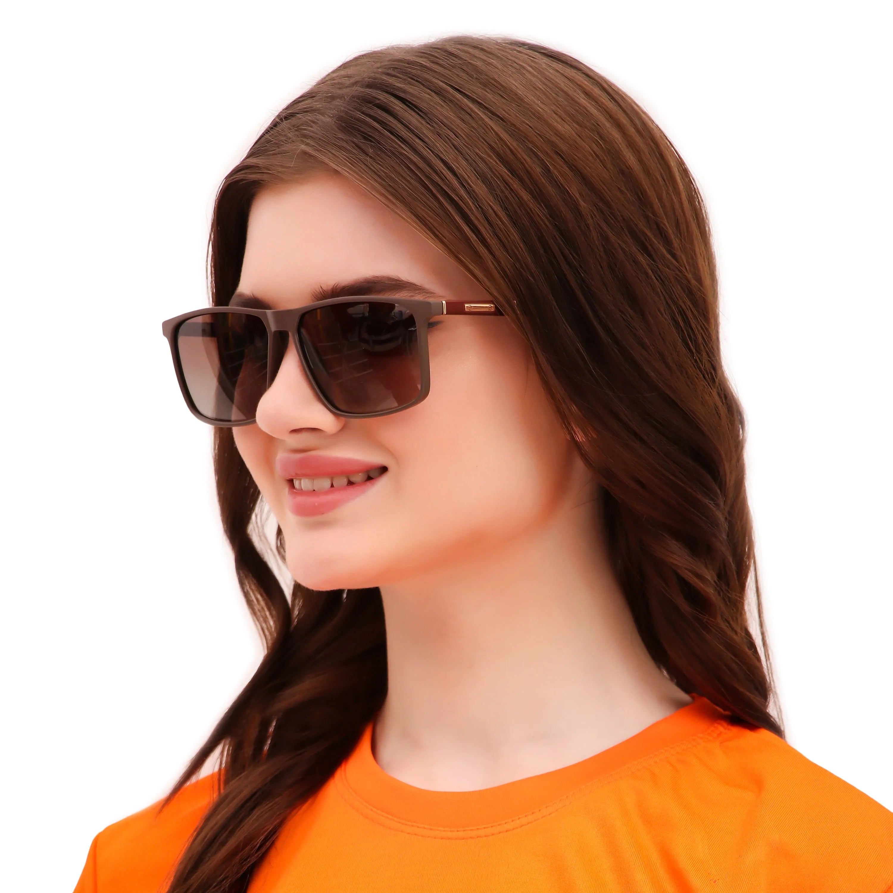 Ionis | Brown Large Full Rim Square Sunglasses for Men & Women [Polarized]