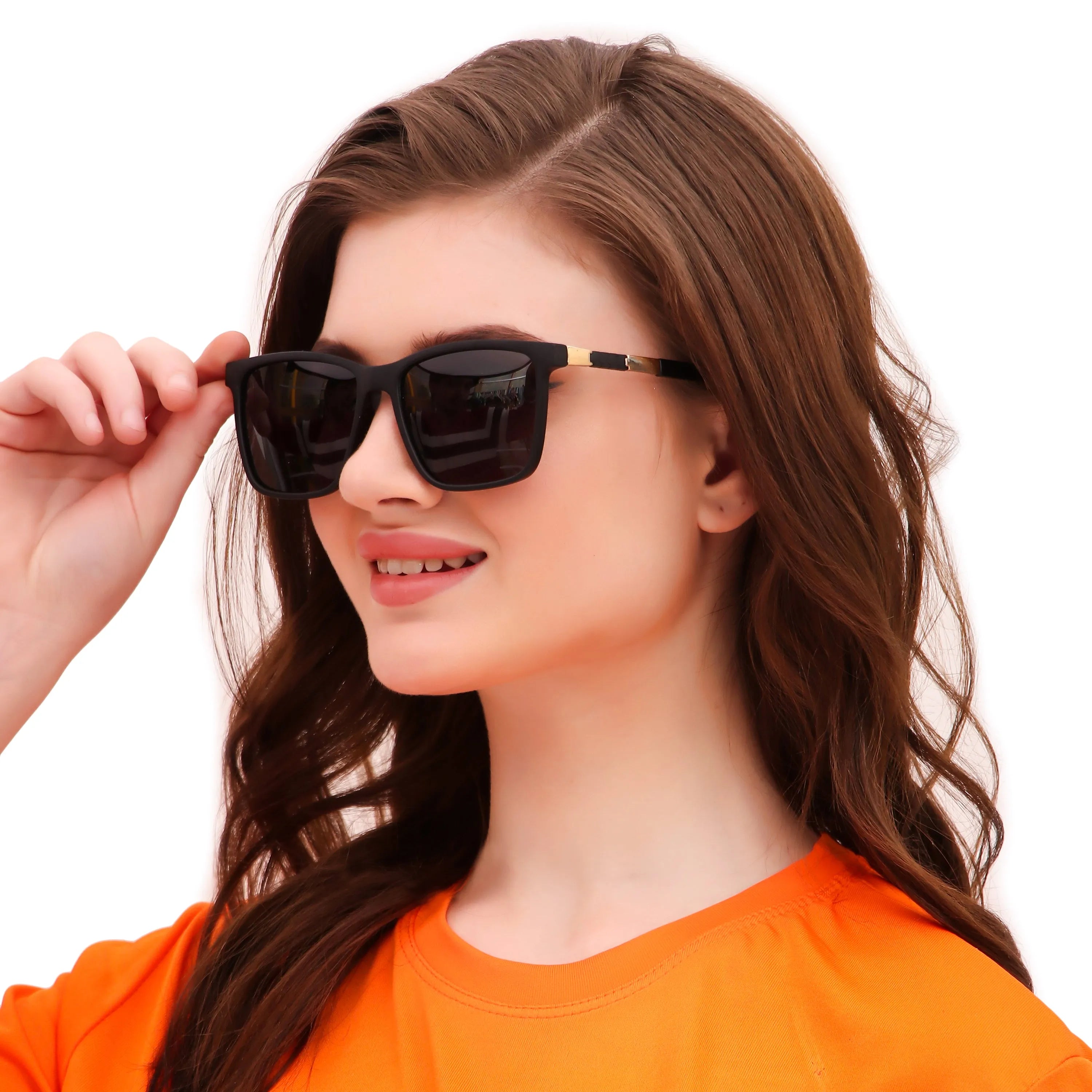 Galaron | Matt Black Large Full Rim Square Sunglasses for Men & Women [Polarized]
