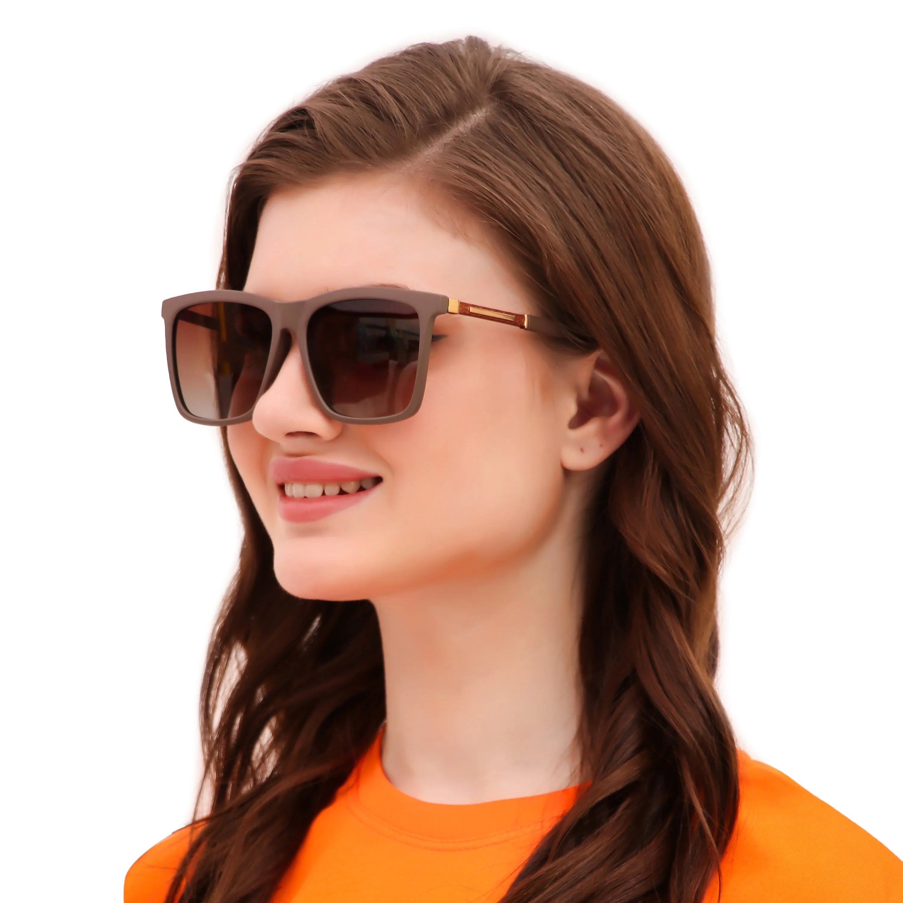 Virelia | Brown Large Full Rim Square Sunglasses for Men & Women [Polarized]