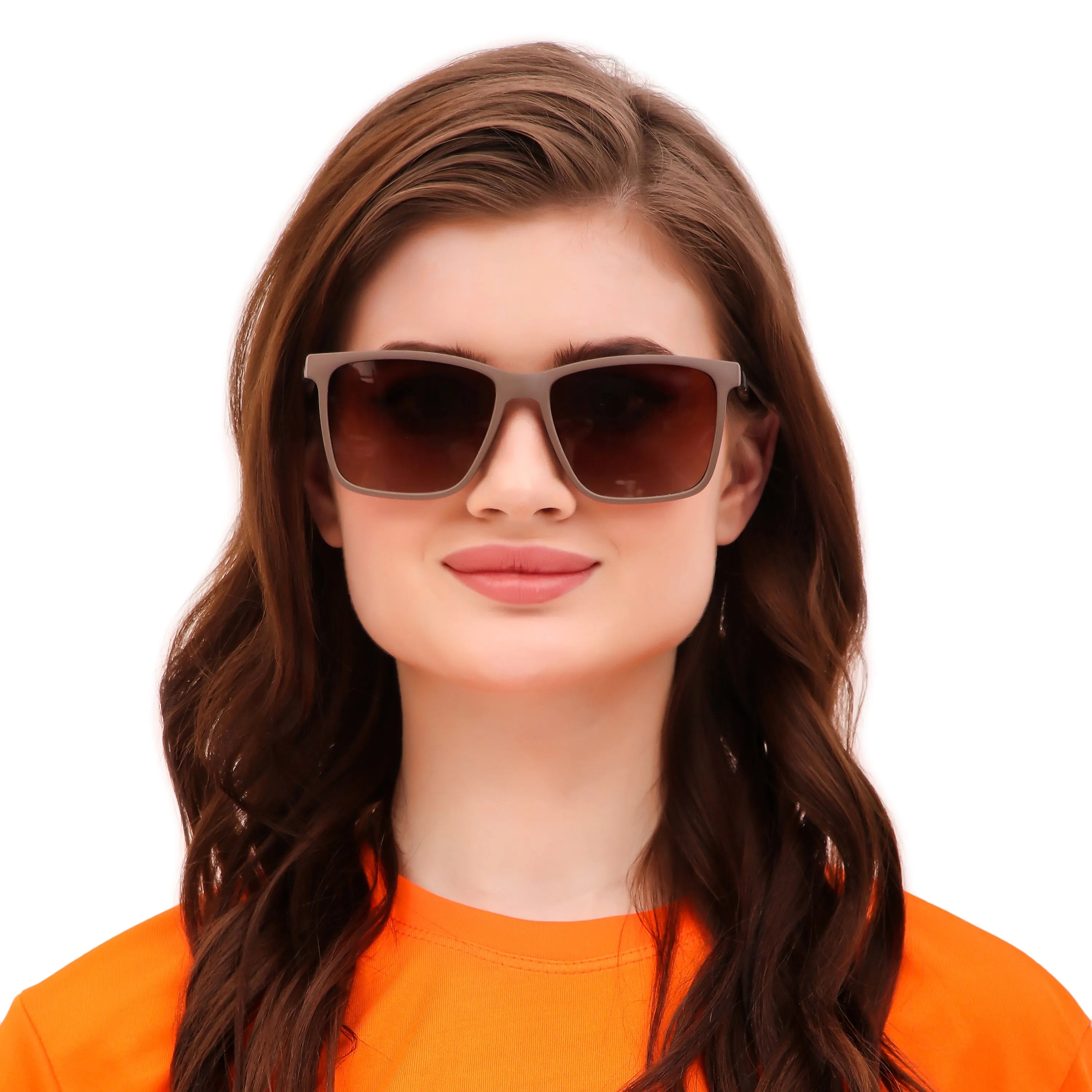 Galaron Brown Large Full Rim Square Sunglasses for Men Women [Pola