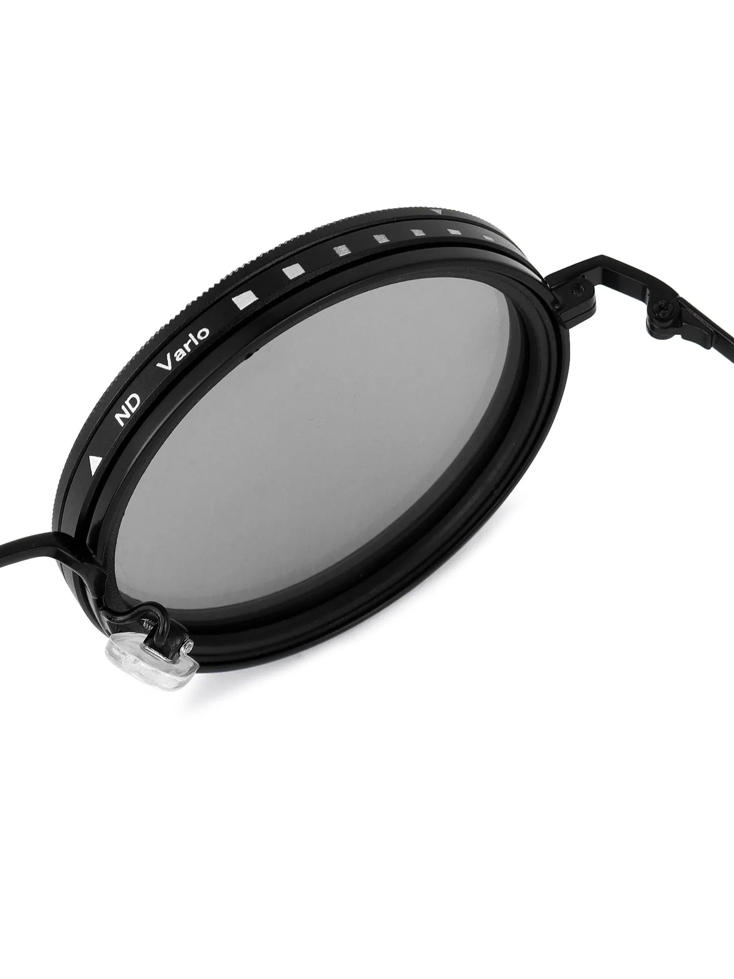 APERTURE SB | Black Large Full Rim Round Sunglasses for Men & Women [Tint Adjustable]