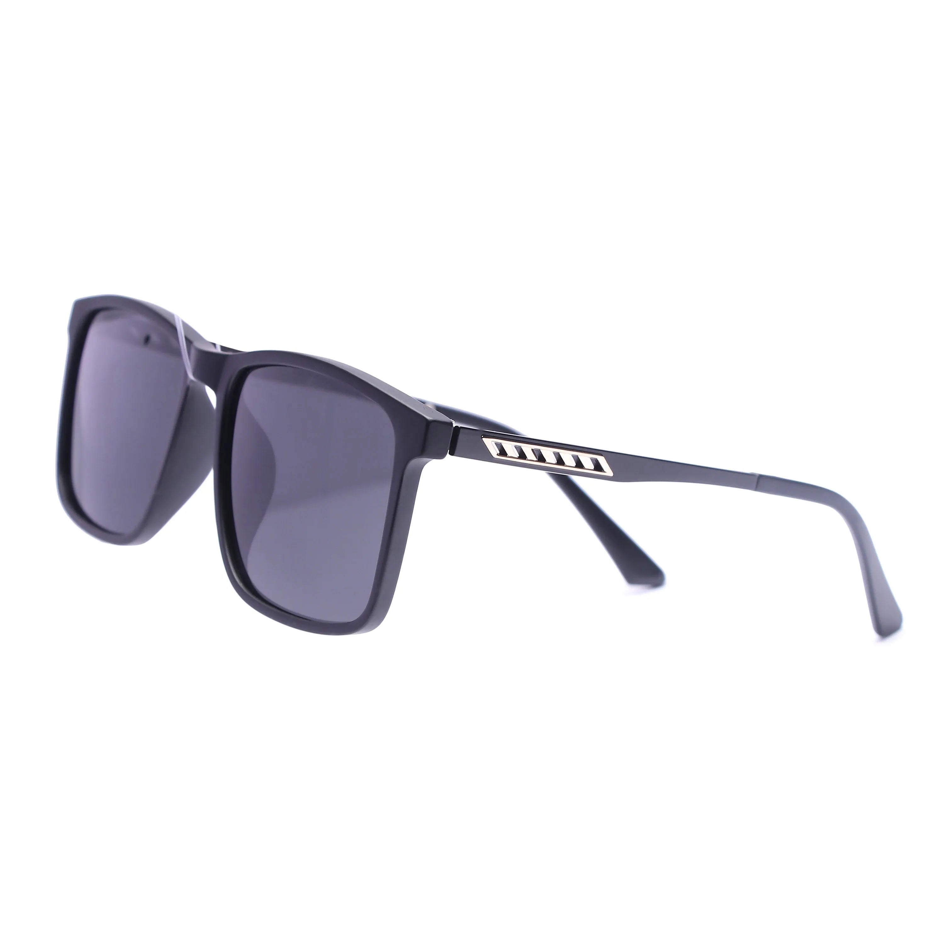 Xylon | Matt Black Large Full Rim Square Sunglasses for Men & Women [Polarized]