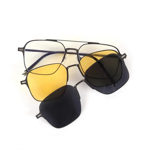 Ralvor | Grey Medium Full Rim Square Clip-on for Men & Women [Clip-on]