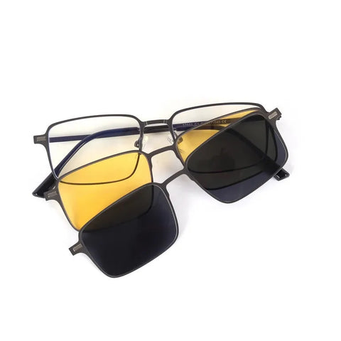 Crystar | Grey Medium Full Rim Rectangle Clip-on for Men & Women [Clip-on]