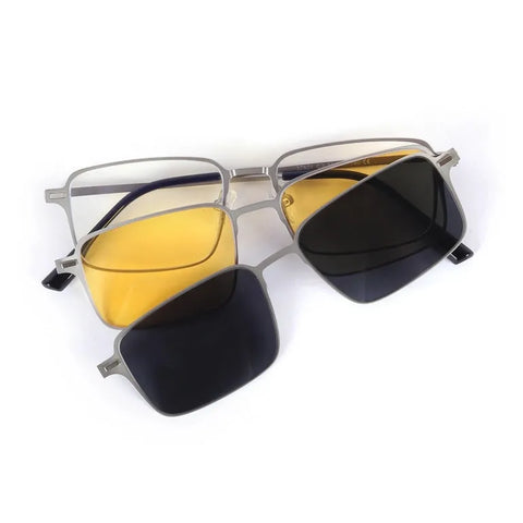 Crystar | Silver Medium Full Rim Rectangle Clip-on for Men & Women [Clip-on]