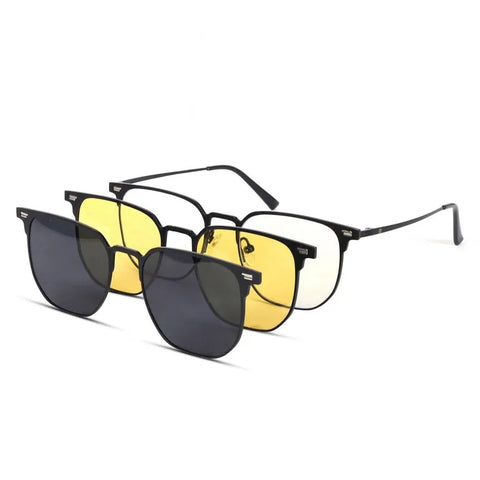 Obscura | Black Large Full Rim Square Clip-on for Men & Women [Clip-on]