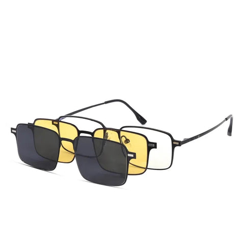 Crystar | Black Medium Full Rim Rectangle Clip-on for Men & Women [Clip-on]