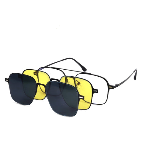 Fluxon | Black Large Full Rim Square Clip-on for Men & Women [Clip-on]