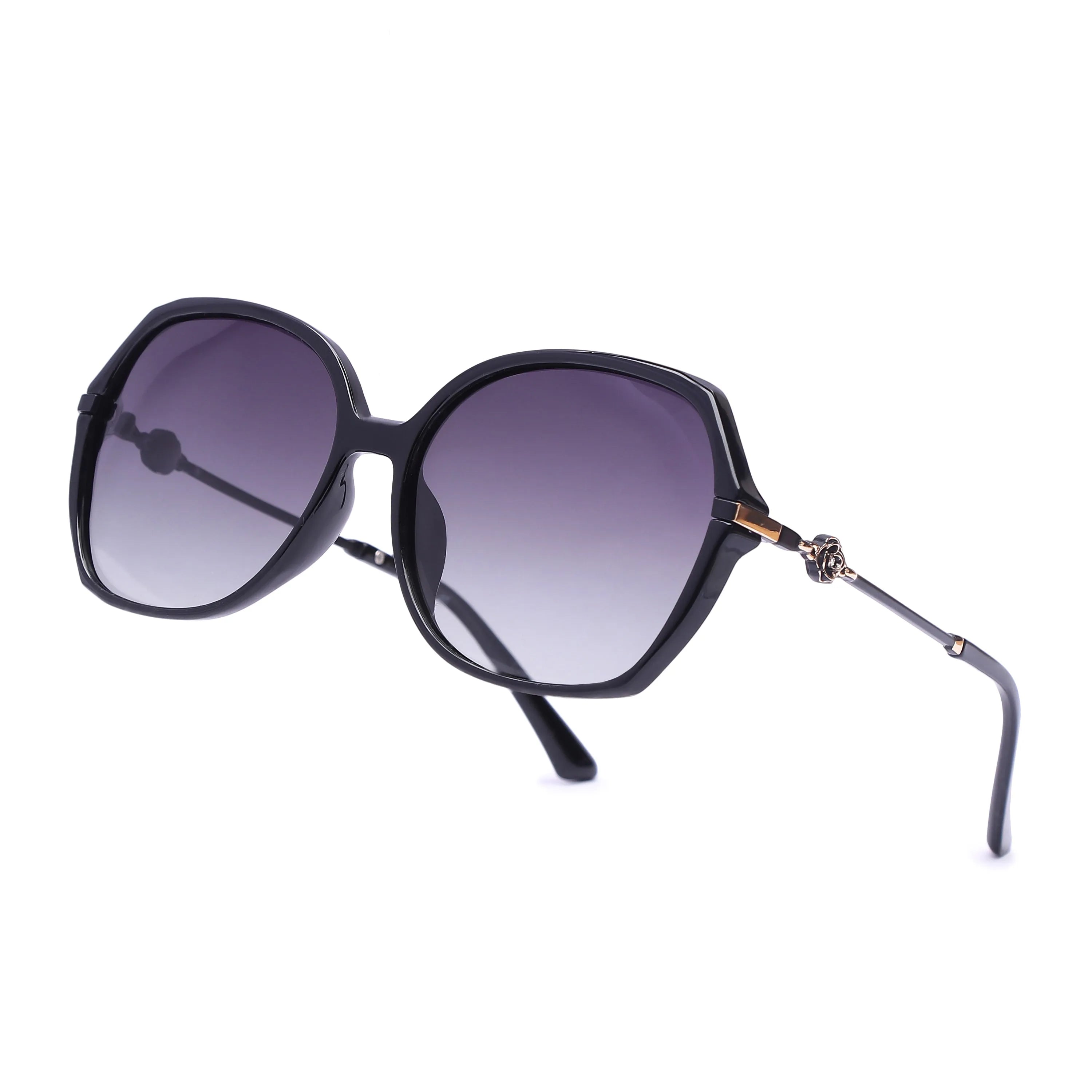 Calyra | Gradient Black Large Full Rim Square Sunglasses for Women [Polarized]