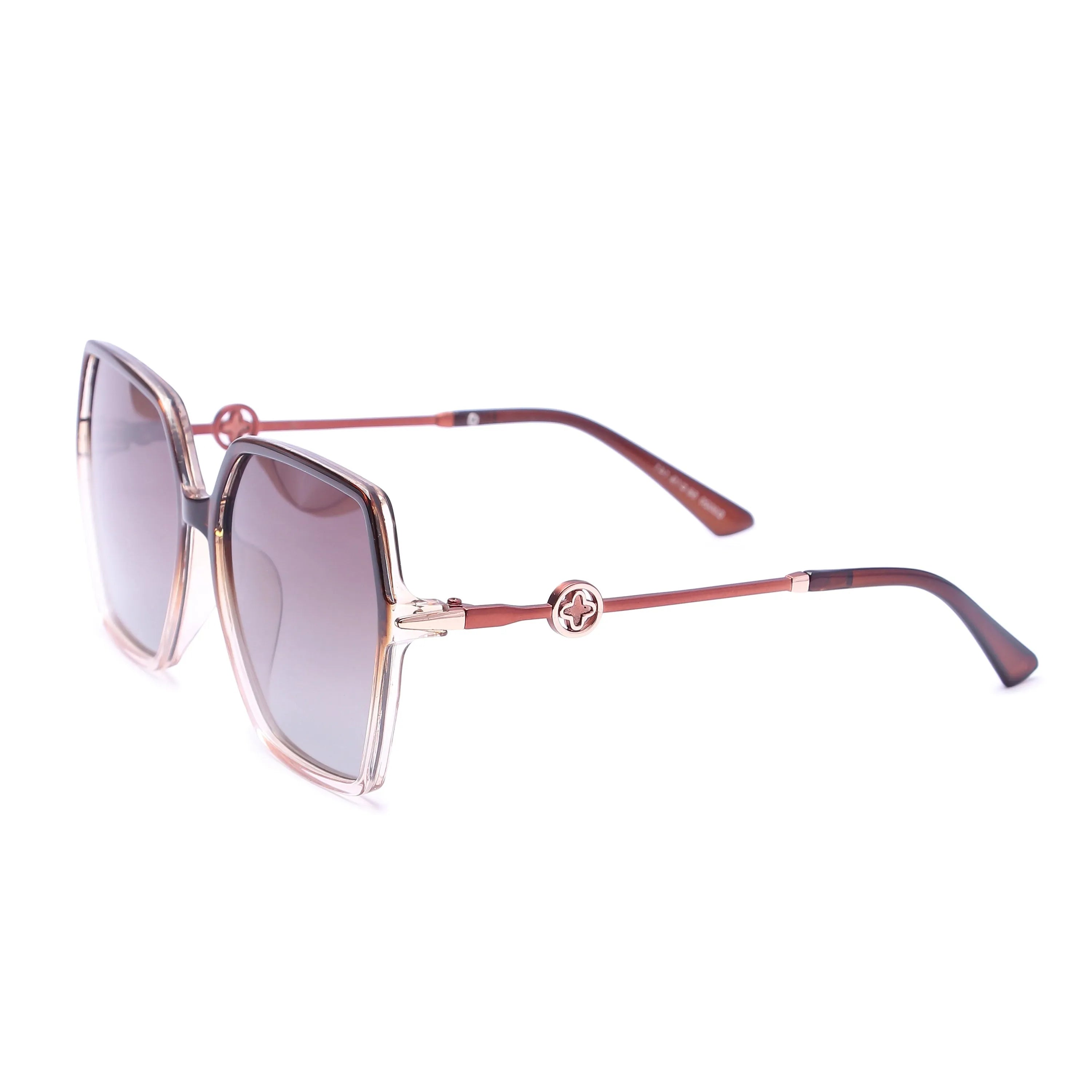 Eonara | Gradient Brown Large Full Rim Square Sunglasses for Women [Polarized]