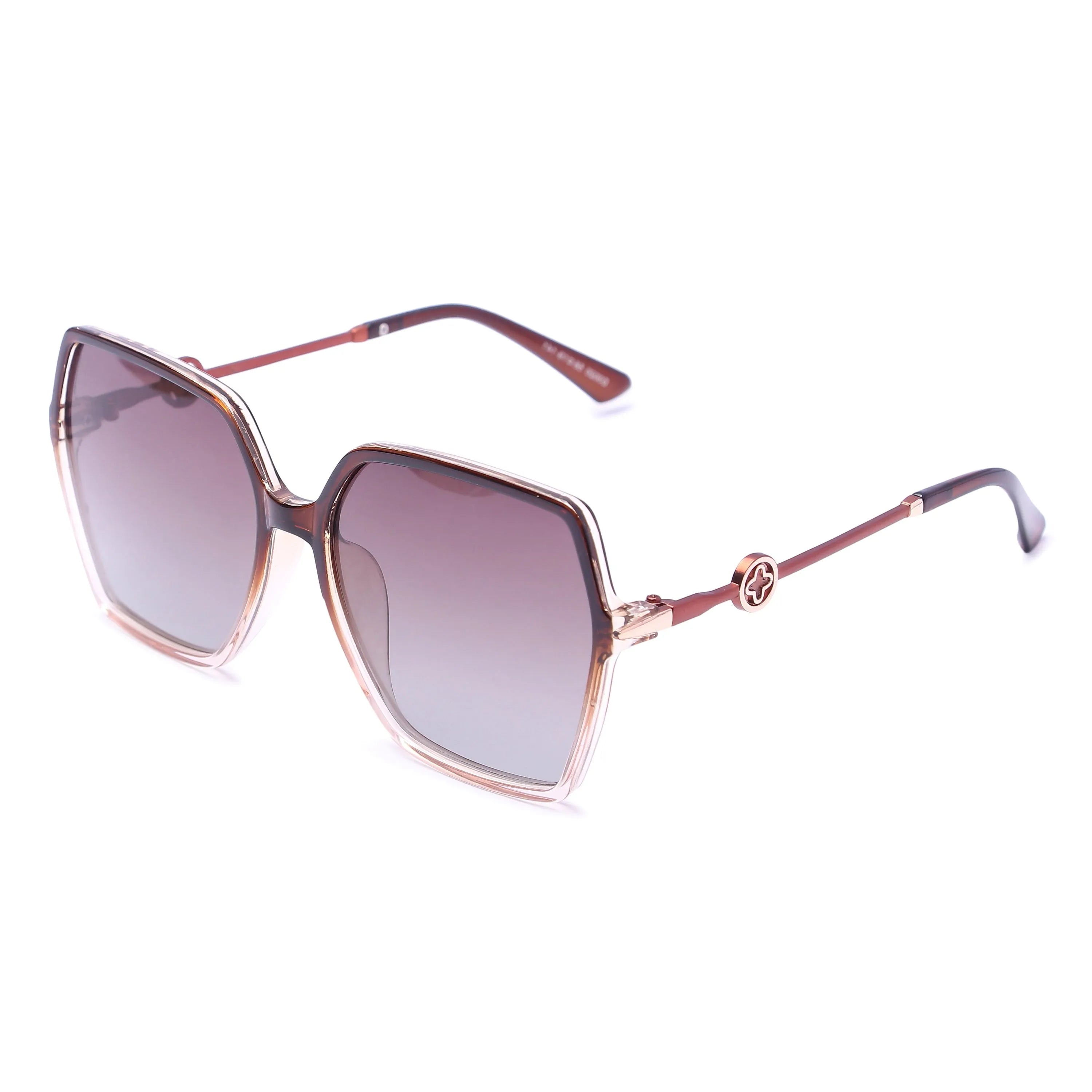 Eonara | Gradient Brown Large Full Rim Square Sunglasses for Women [Polarized]