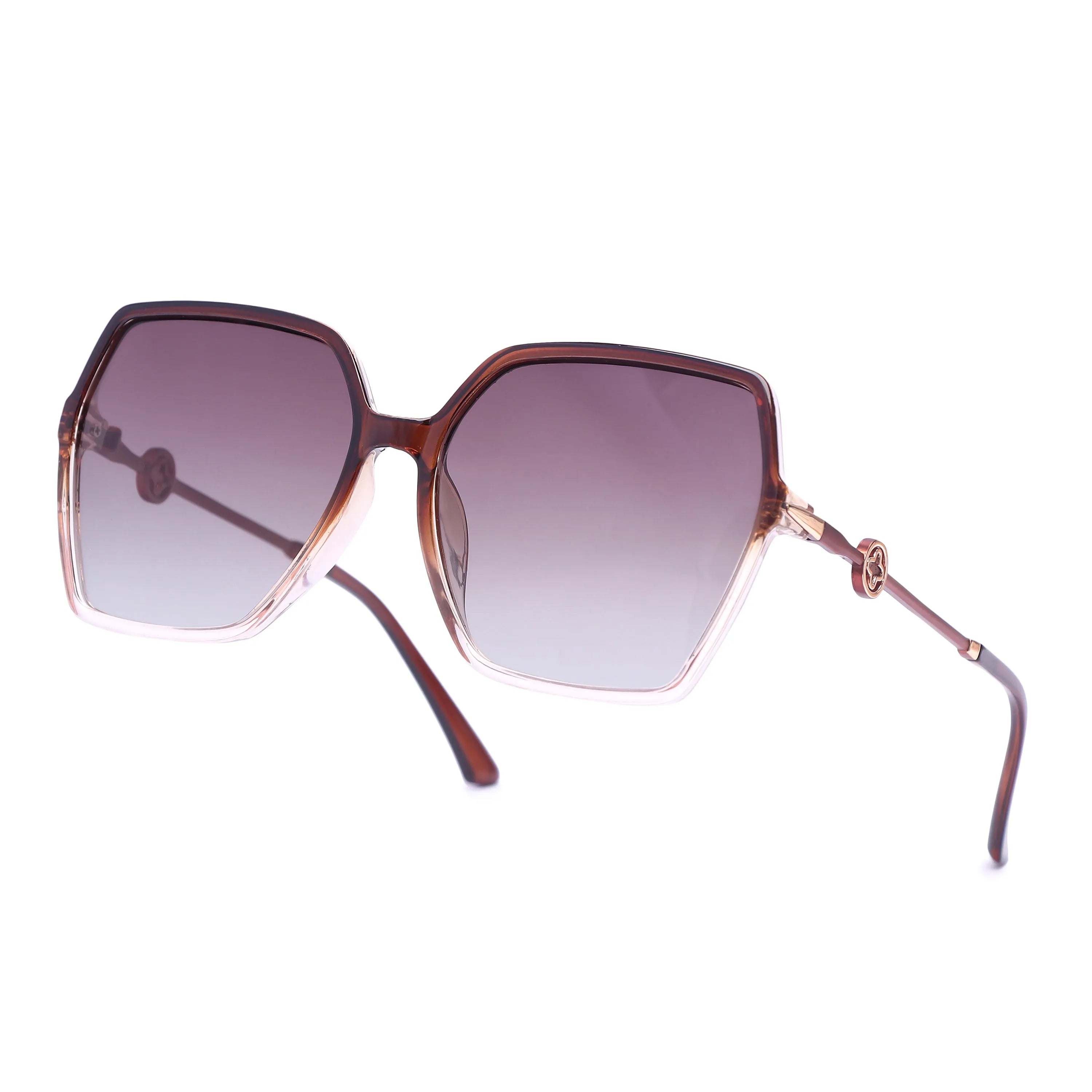 Eonara | Gradient Brown Large Full Rim Square Sunglasses for Women [Polarized]