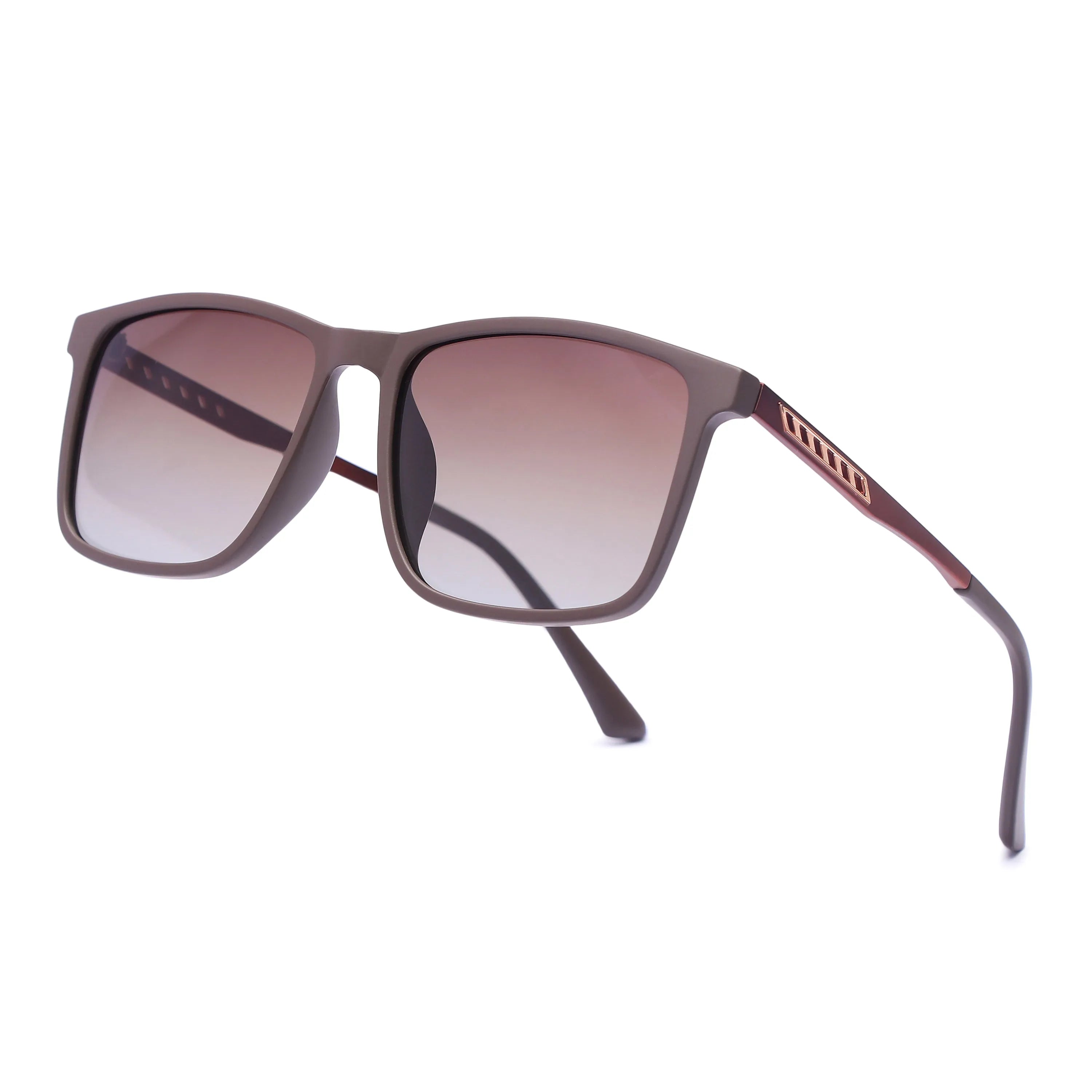 Mythar | Brown Large Full Rim Square Sunglasses for Men & Women [Polarized]