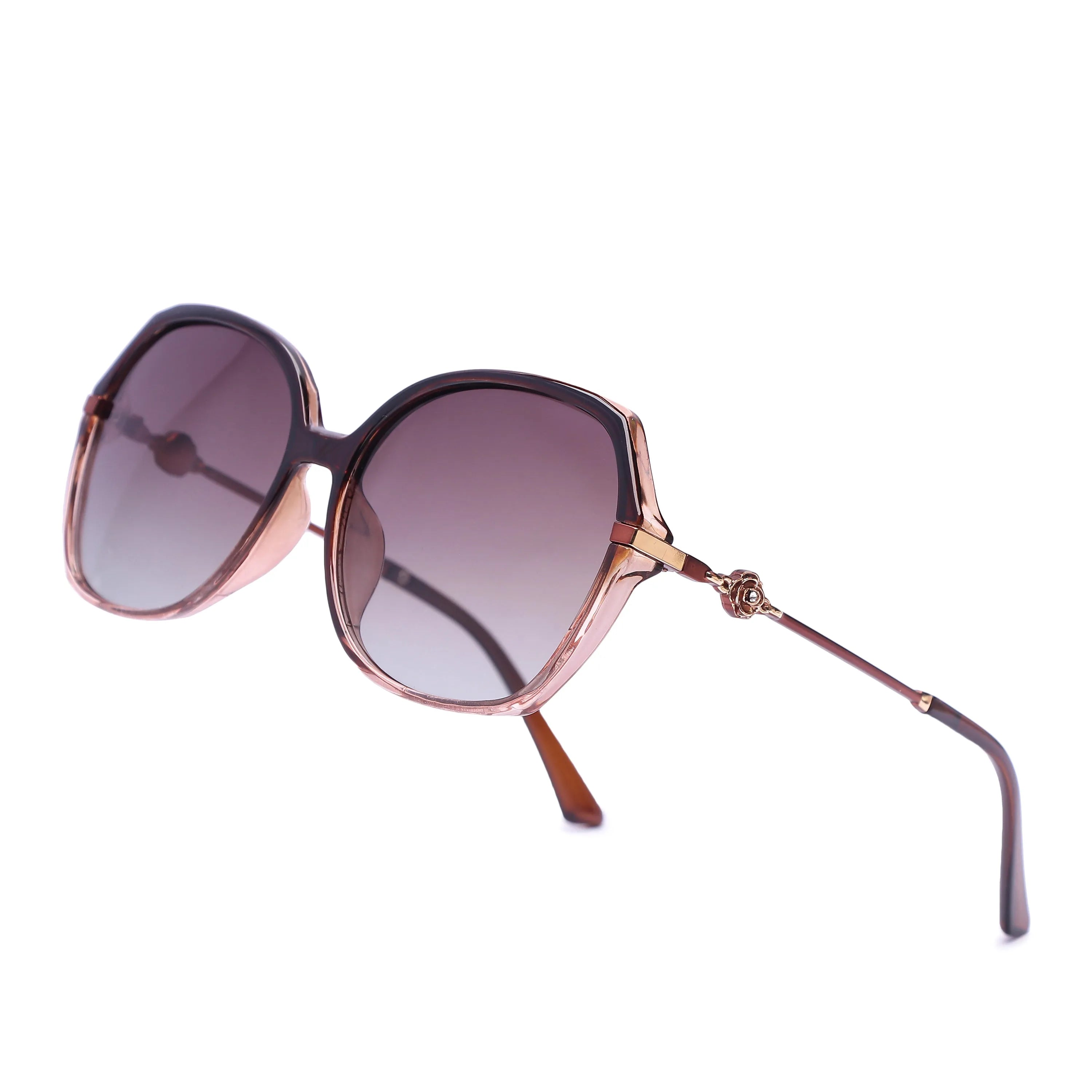 Calyra | Gradient Brown Large Full Rim Square Sunglasses for Women [Polarized]